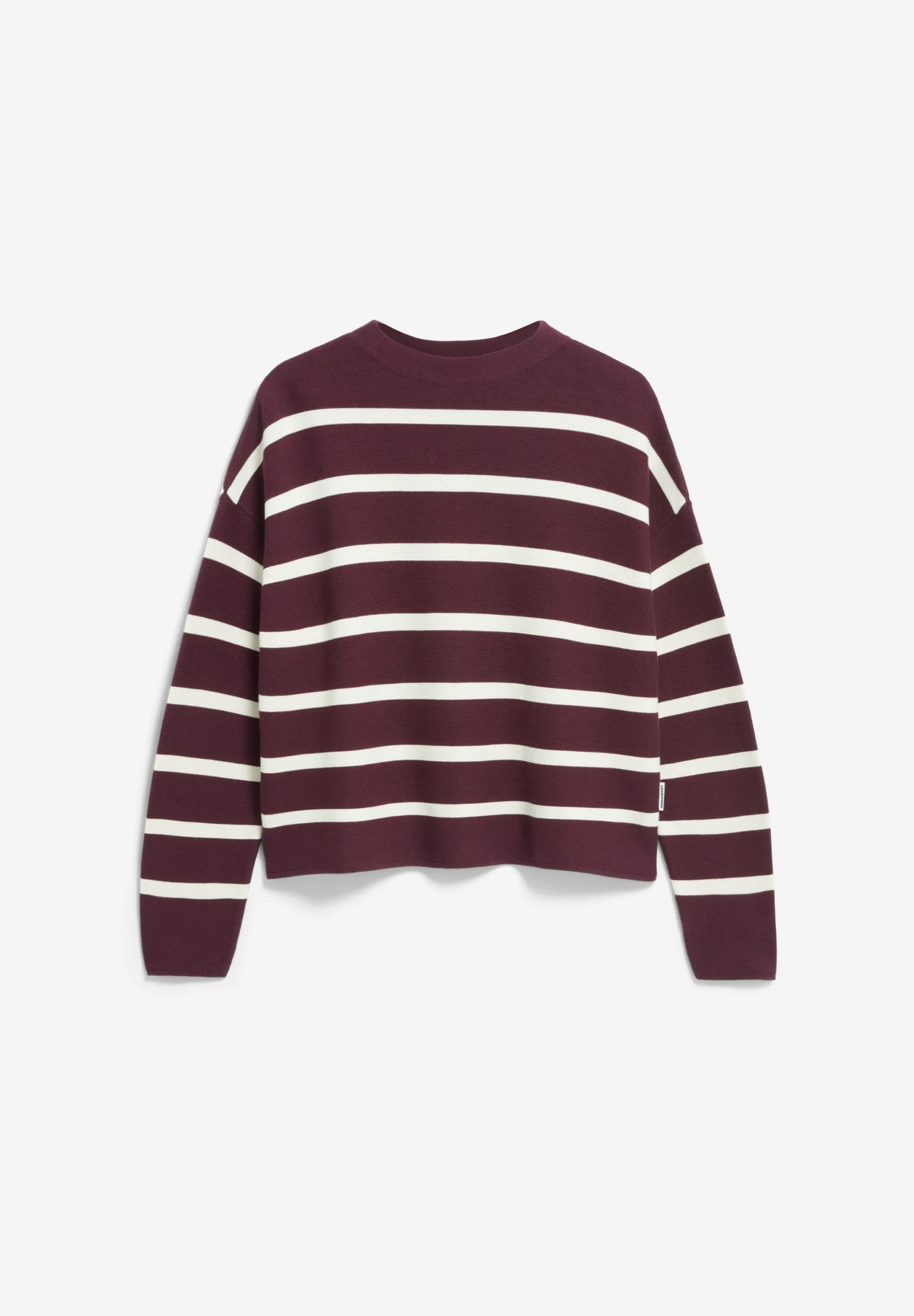 MERINAA STRIPES STRICKPULLOVER | dark cranberry-oatmilk - Image 6
