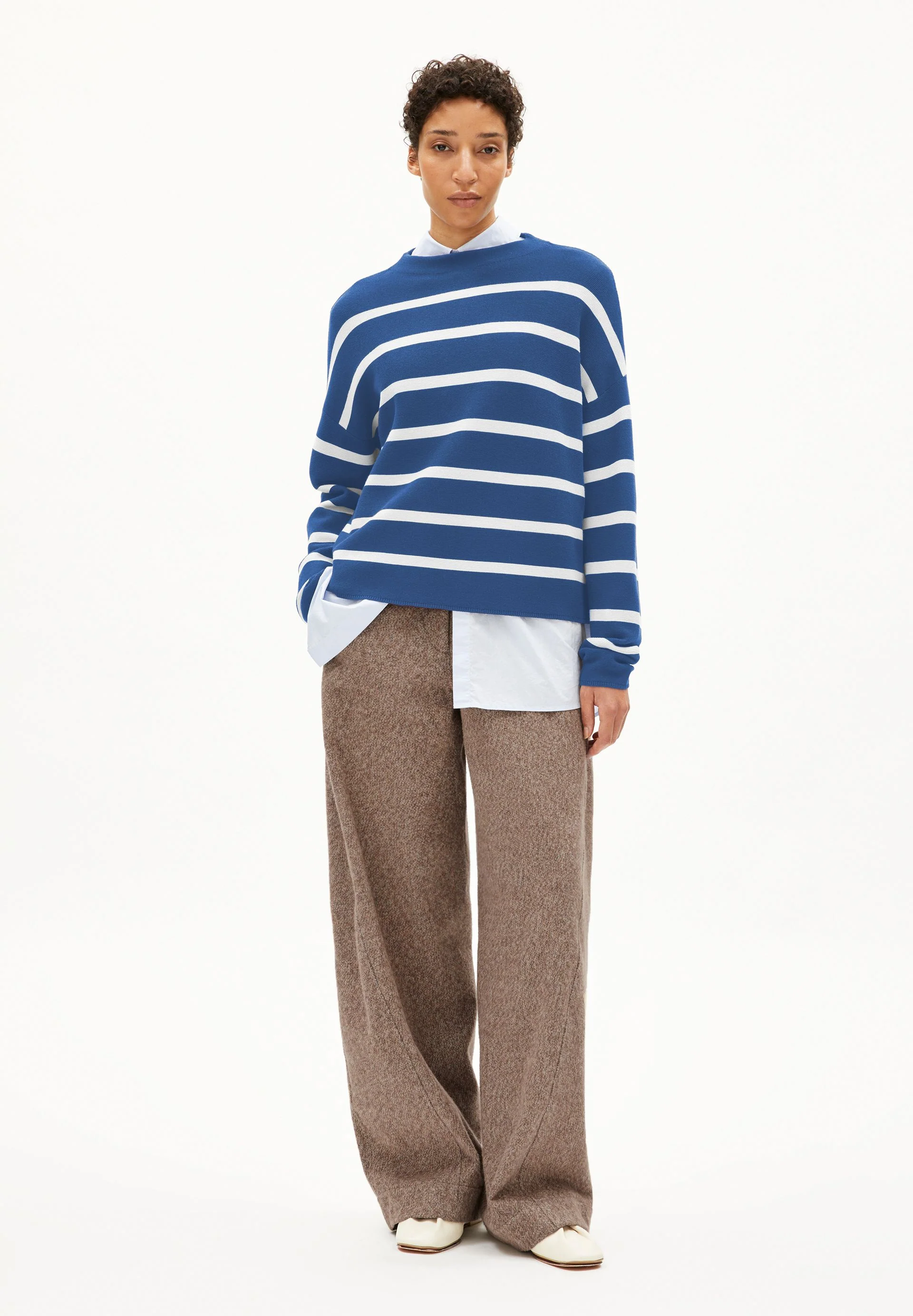 MERINAA STRIPES STRICKPULLOVER | dark morning-oatmilk - Image 5