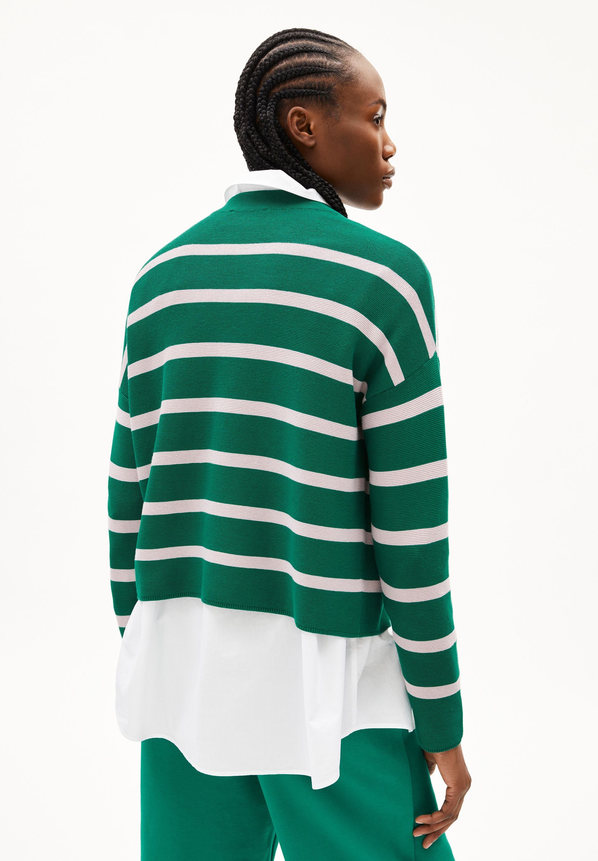 MERINAA STRIPES STRICKPULLOVER | emerald green-ice grape - Image 2