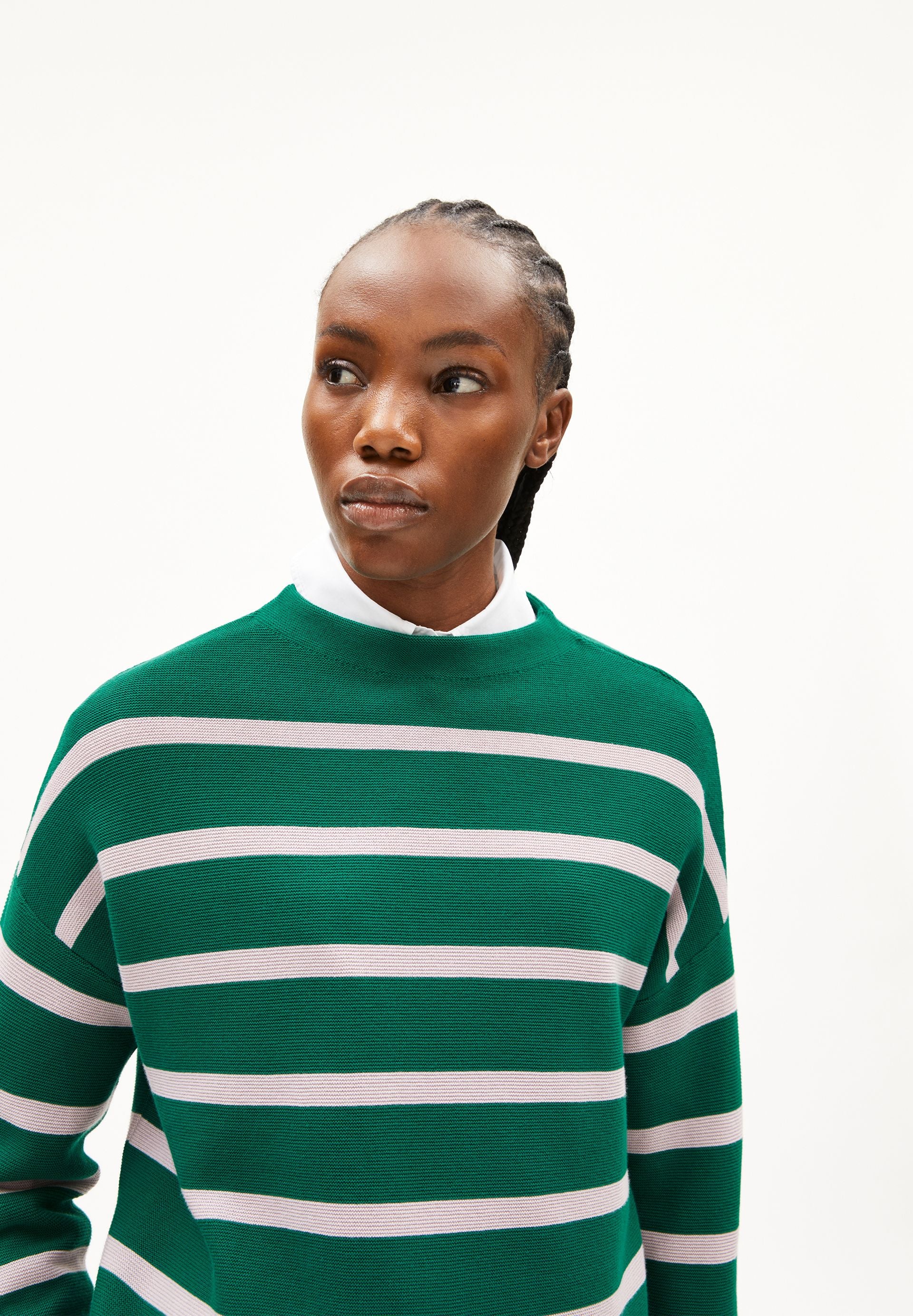 MERINAA STRIPES STRICKPULLOVER | emerald green-ice grape - Image 3