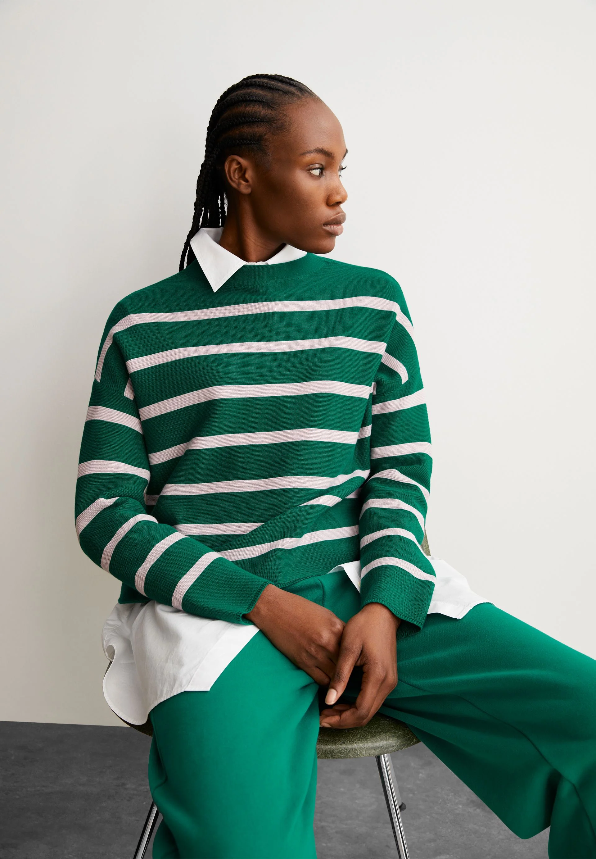 MERINAA STRIPES STRICKPULLOVER | emerald green-ice grape - Image 4