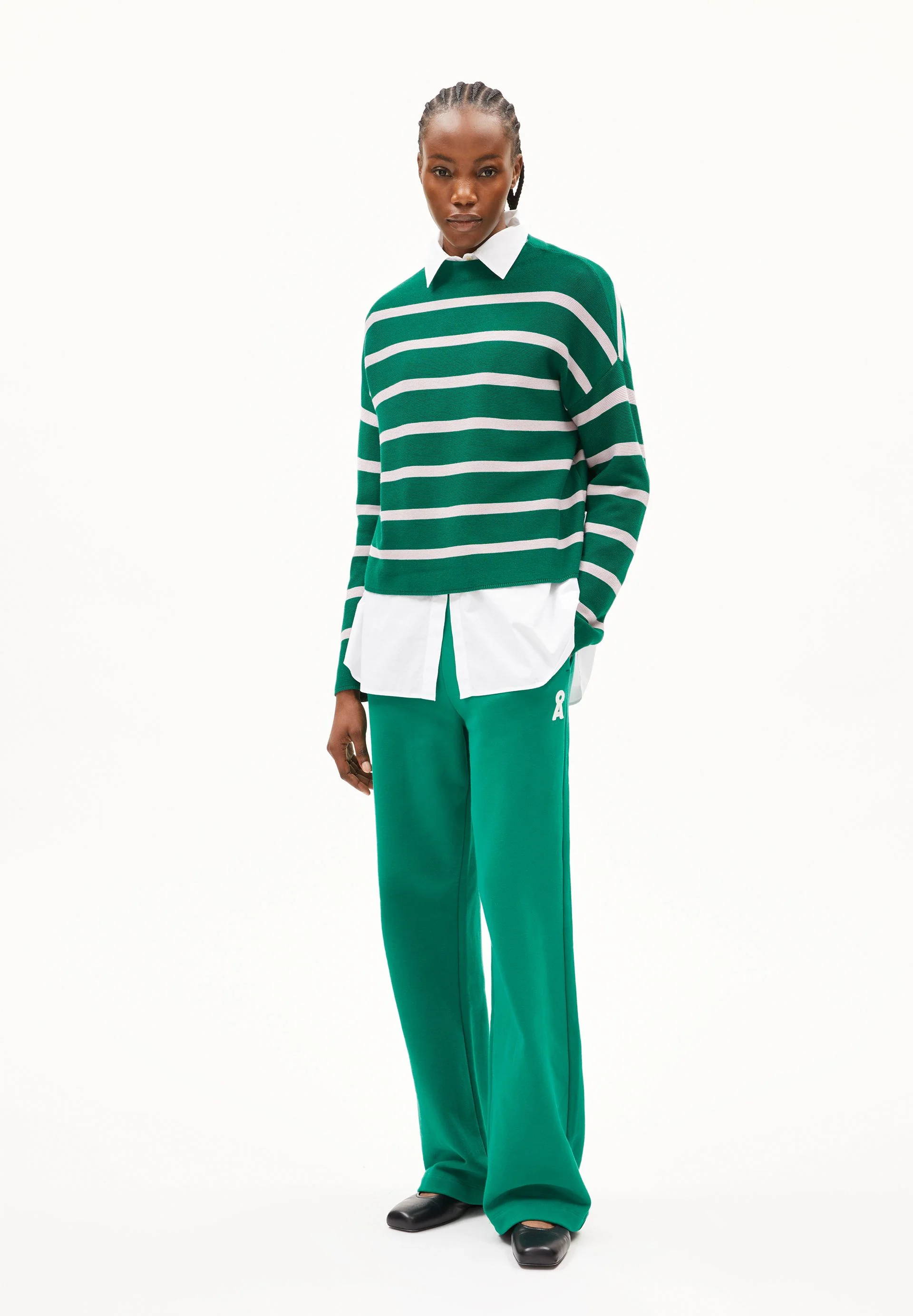 MERINAA STRIPES STRICKPULLOVER | emerald green-ice grape - Image 5