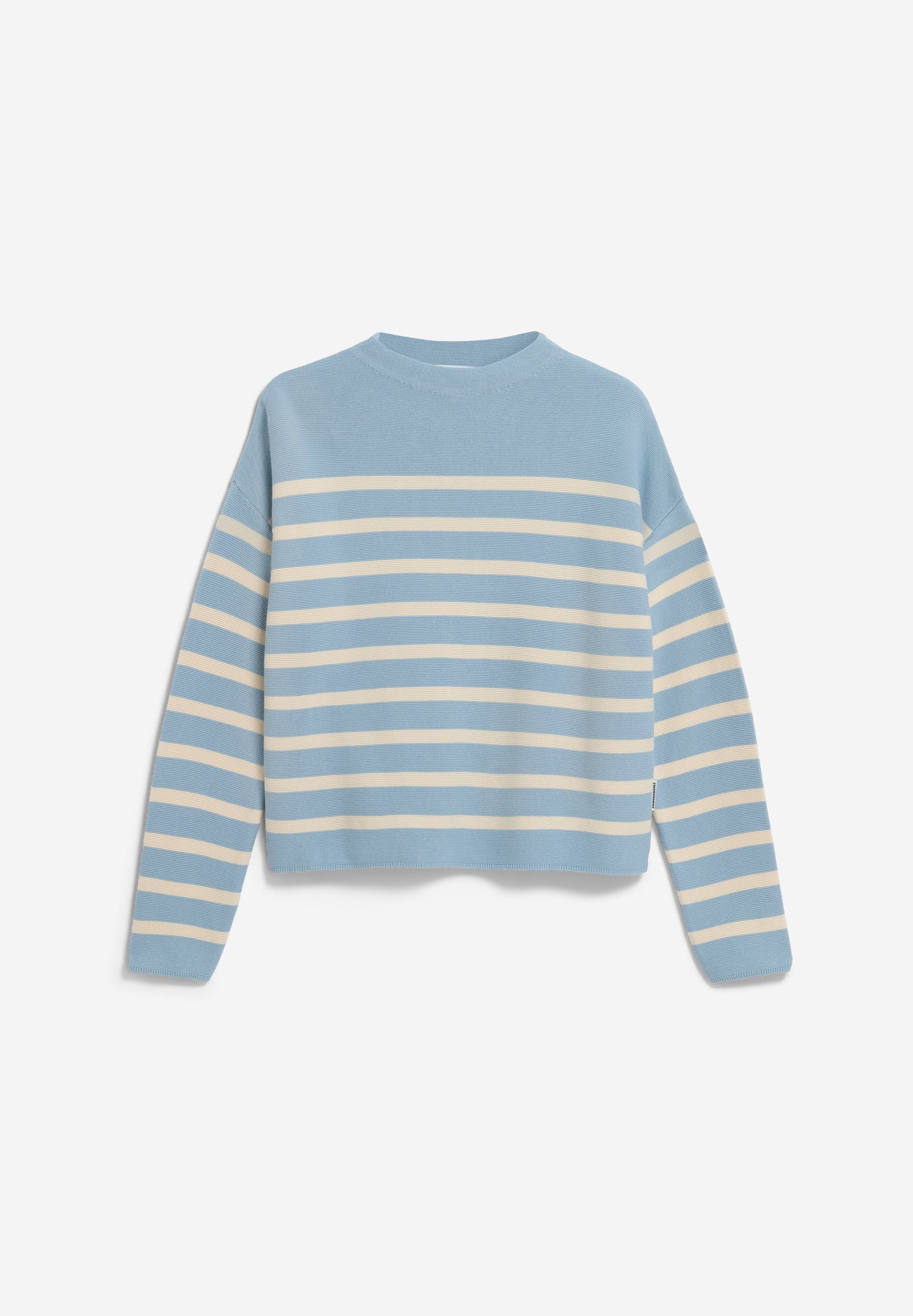 MERINAA GESTREIFTER STRICKPULLOVER | blue glow-oatmilk - Image 6