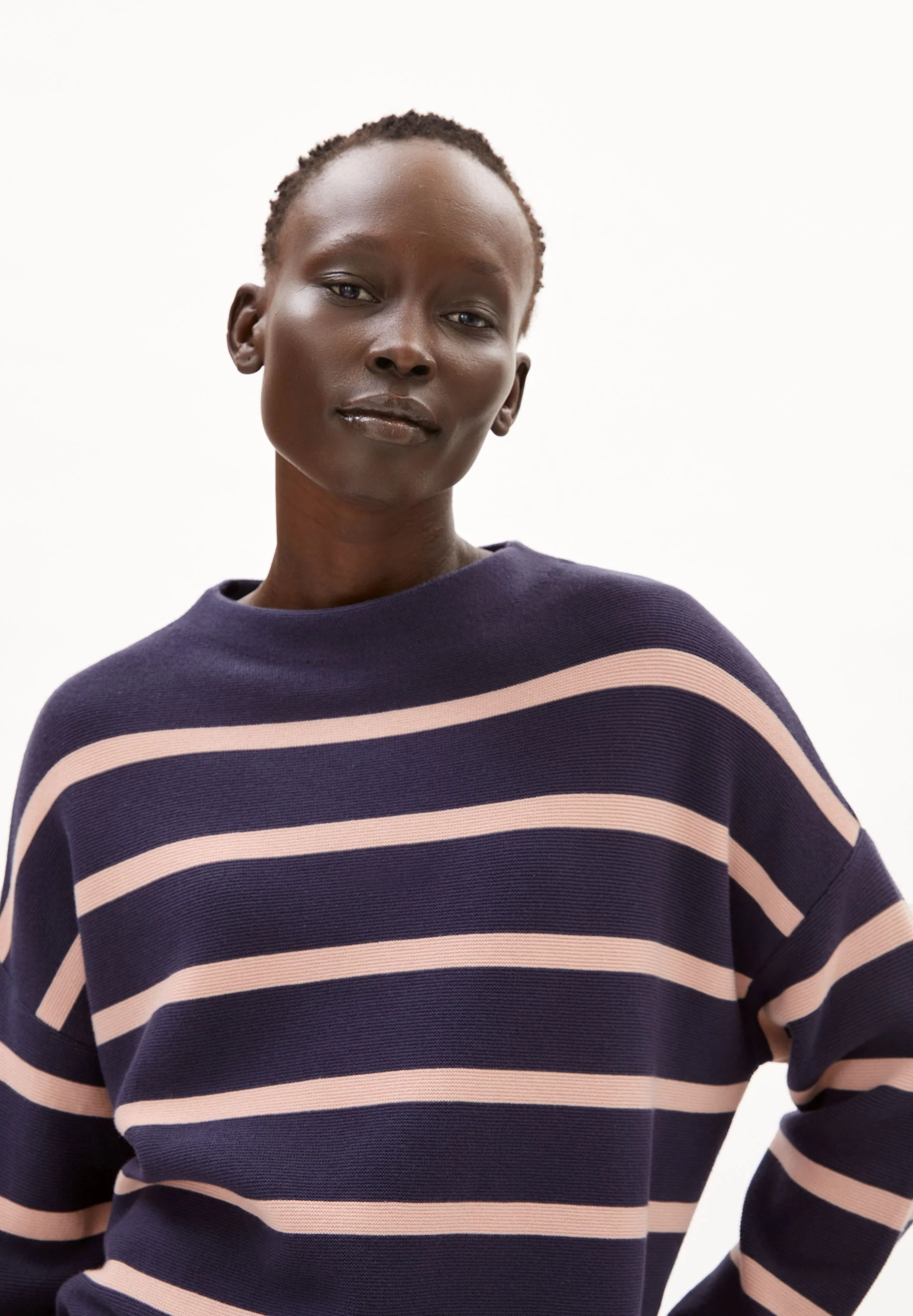MERINAA STRIPES STRICKPULLOVER | moonlight gray-rosalilly - Image 3