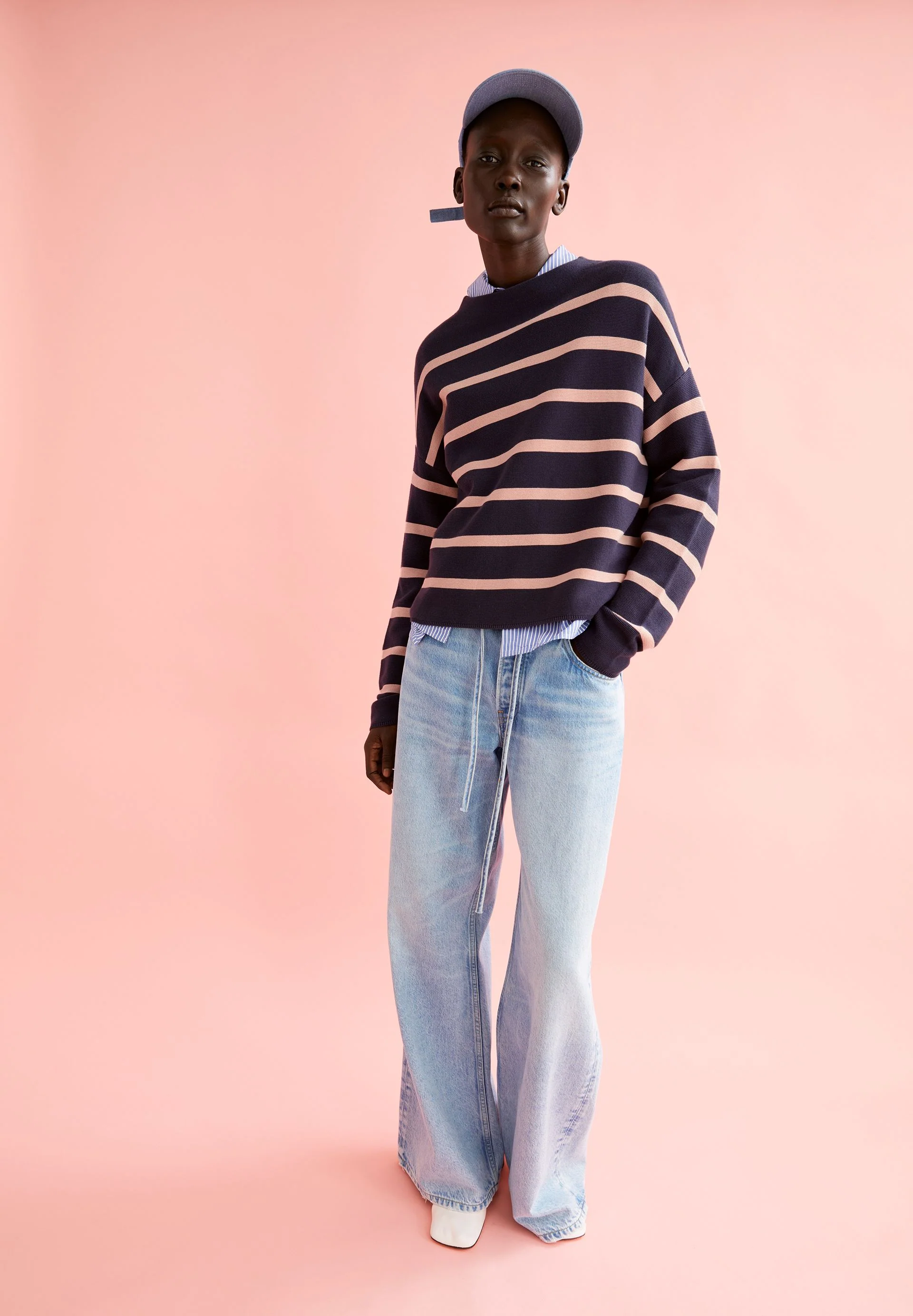 MERINAA STRIPES STRICKPULLOVER | moonlight gray-rosalilly - Image 4