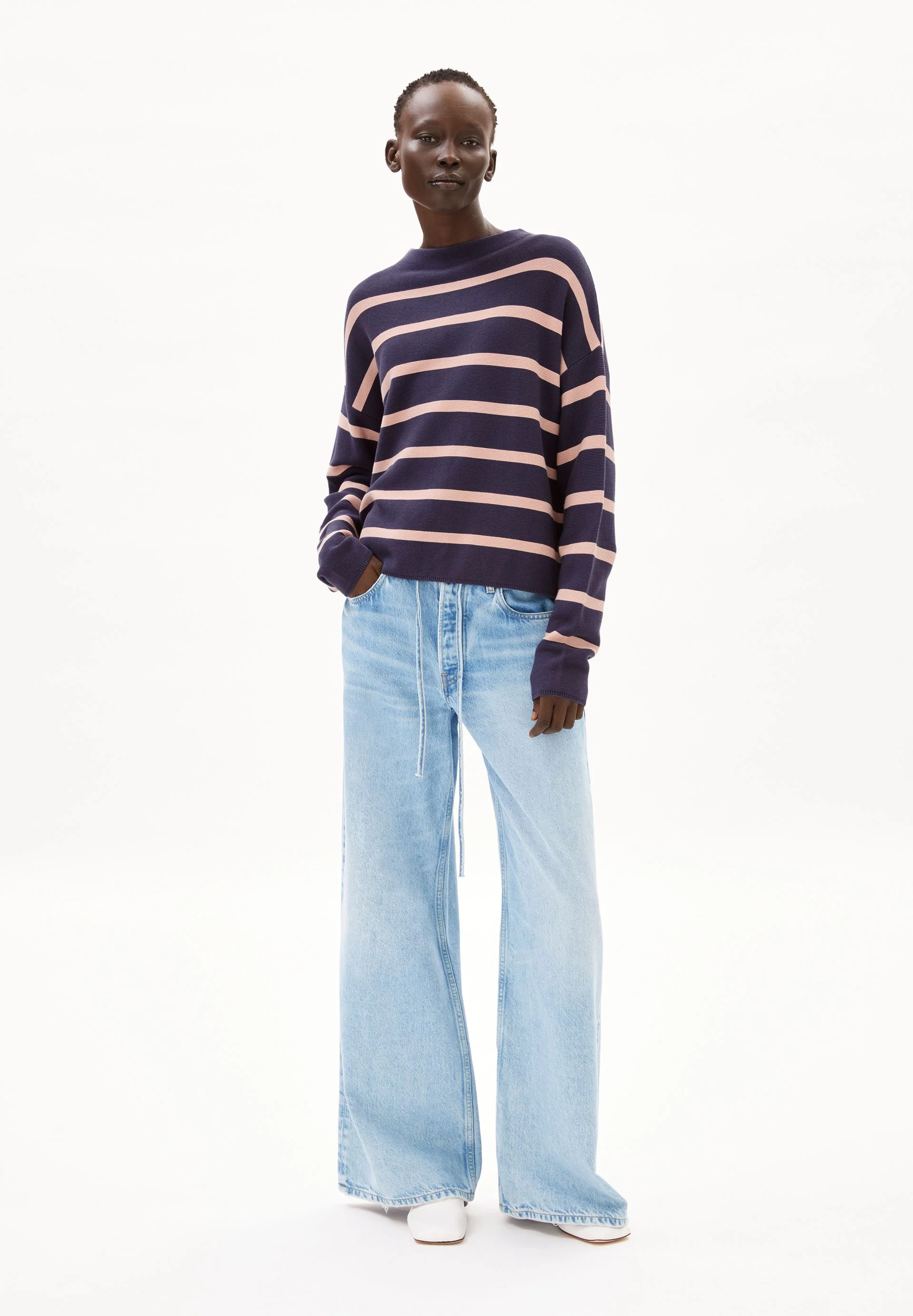 MERINAA STRIPES STRICKPULLOVER | moonlight gray-rosalilly - Image 5