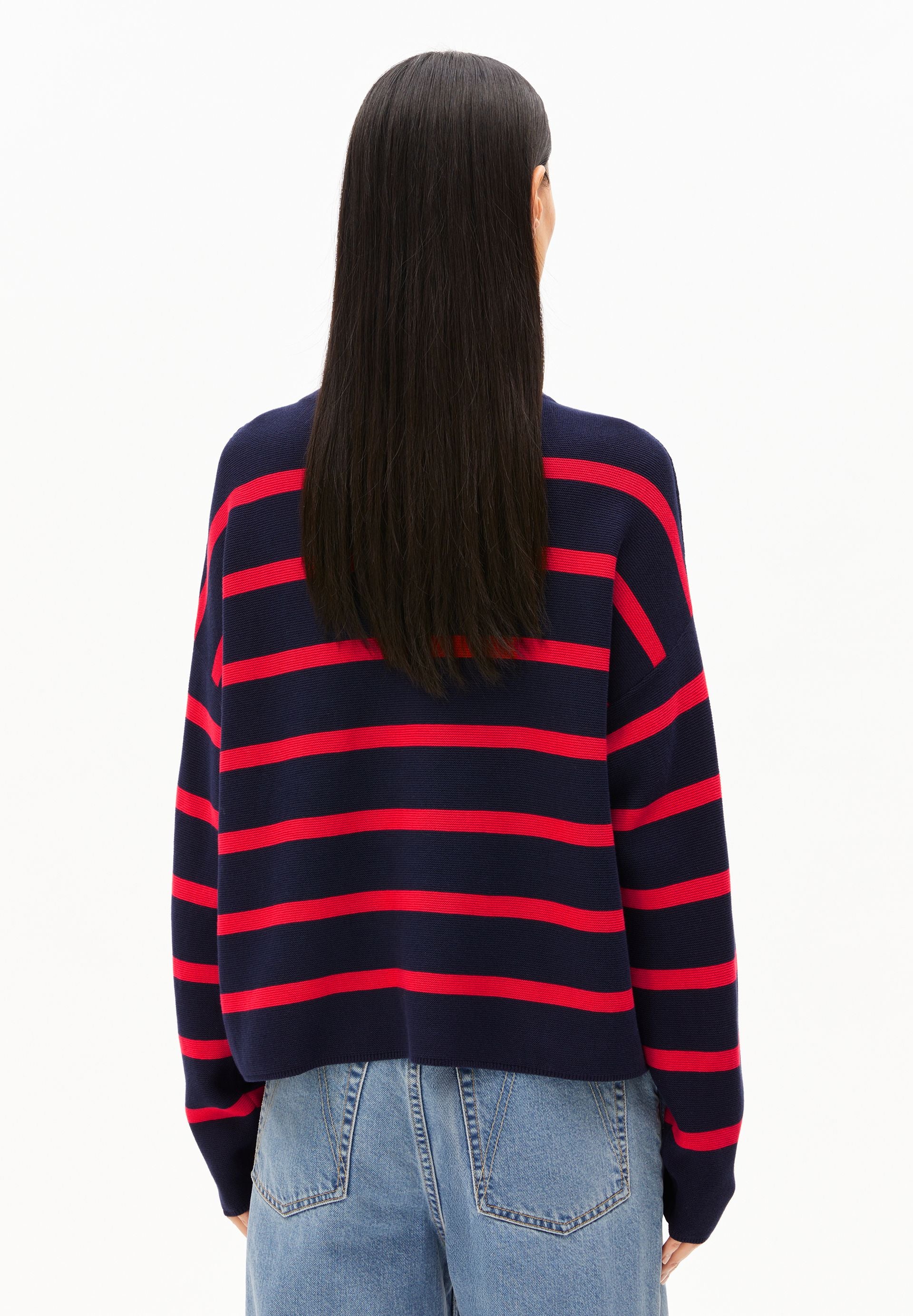 MERINAA STRIPES STRICKPULLOVER | tinted navy-candy apple - Image 2