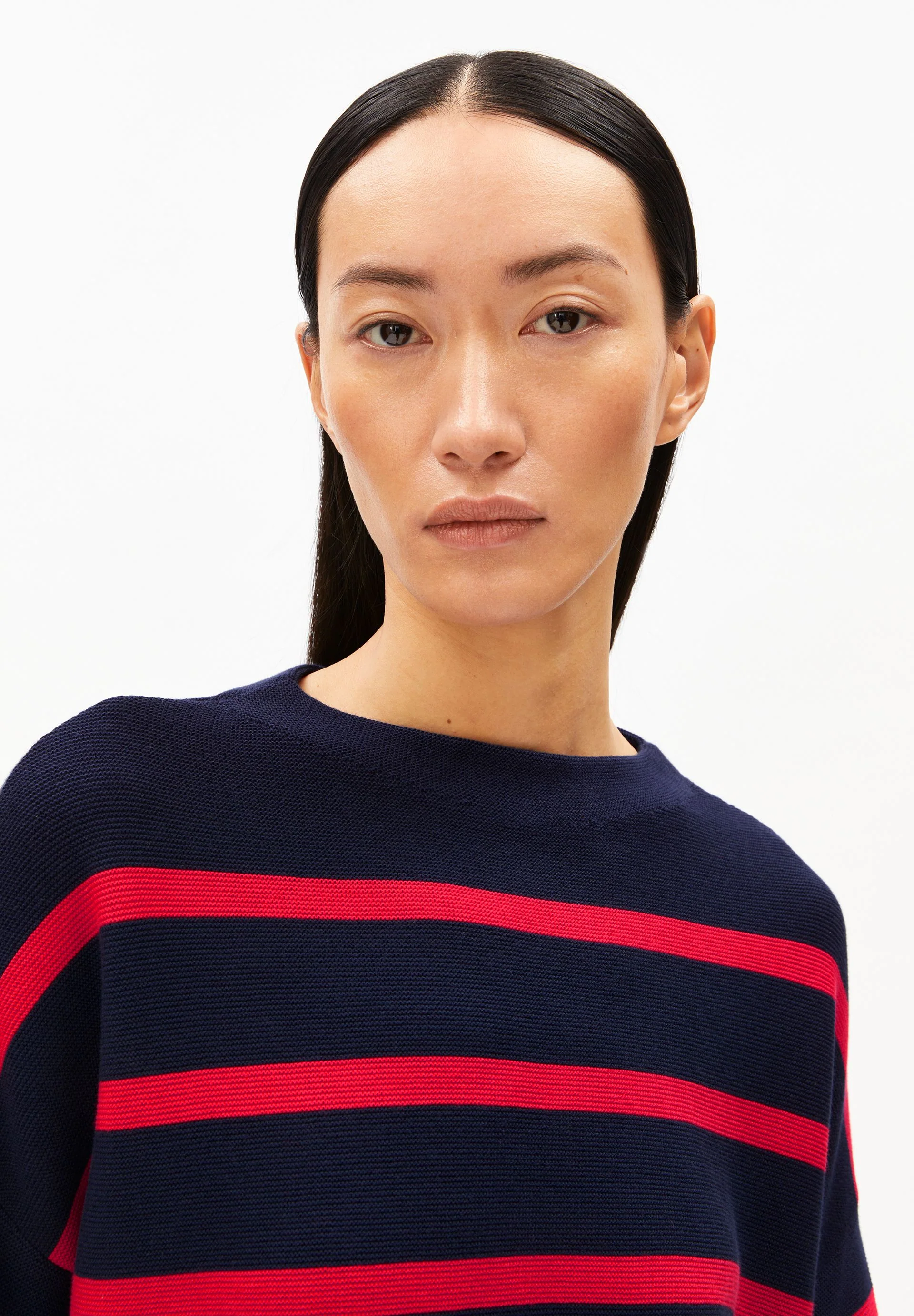 MERINAA STRIPES STRICKPULLOVER | tinted navy-candy apple - Image 3