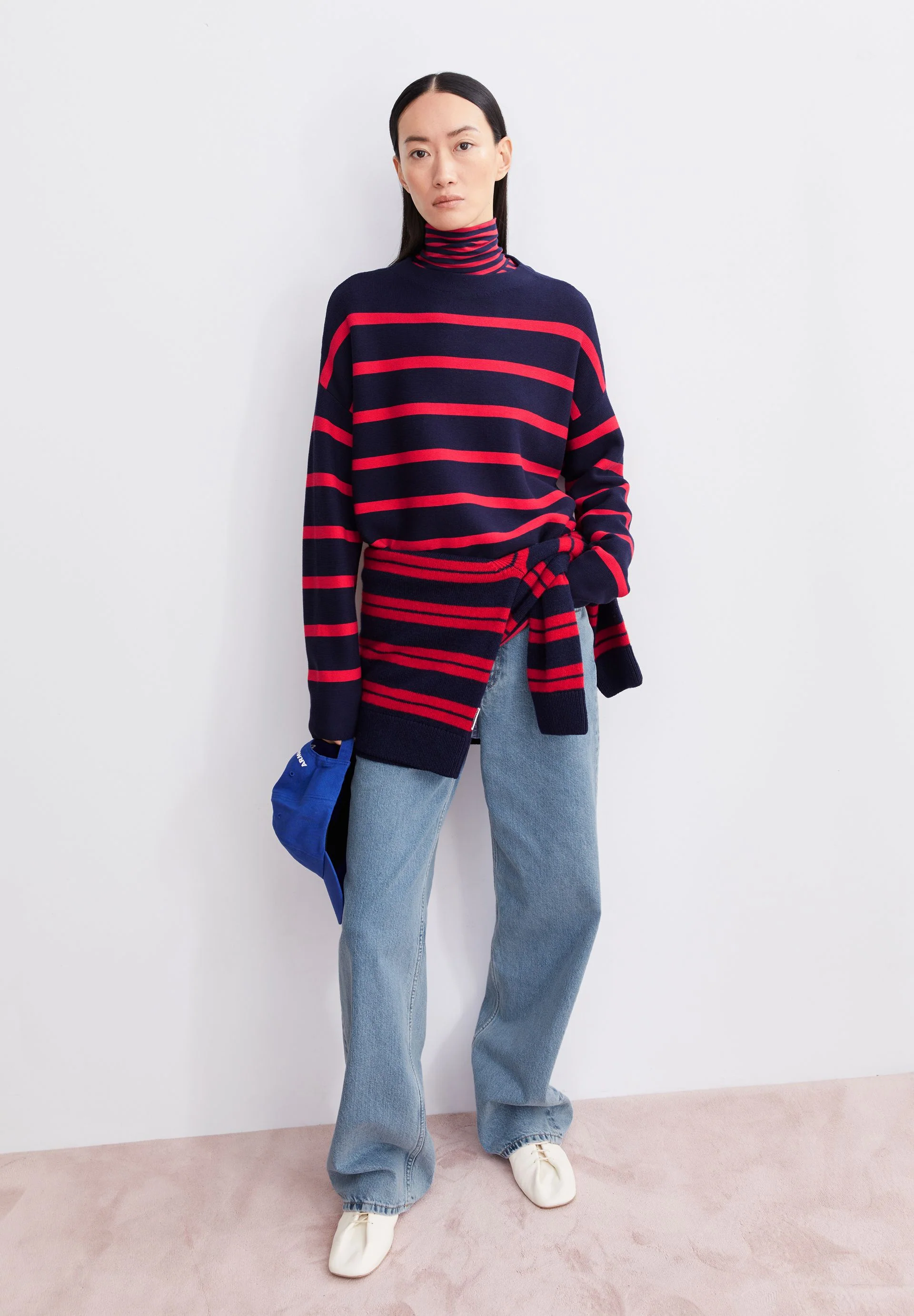 MERINAA STRIPES STRICKPULLOVER | tinted navy-candy apple - Image 4
