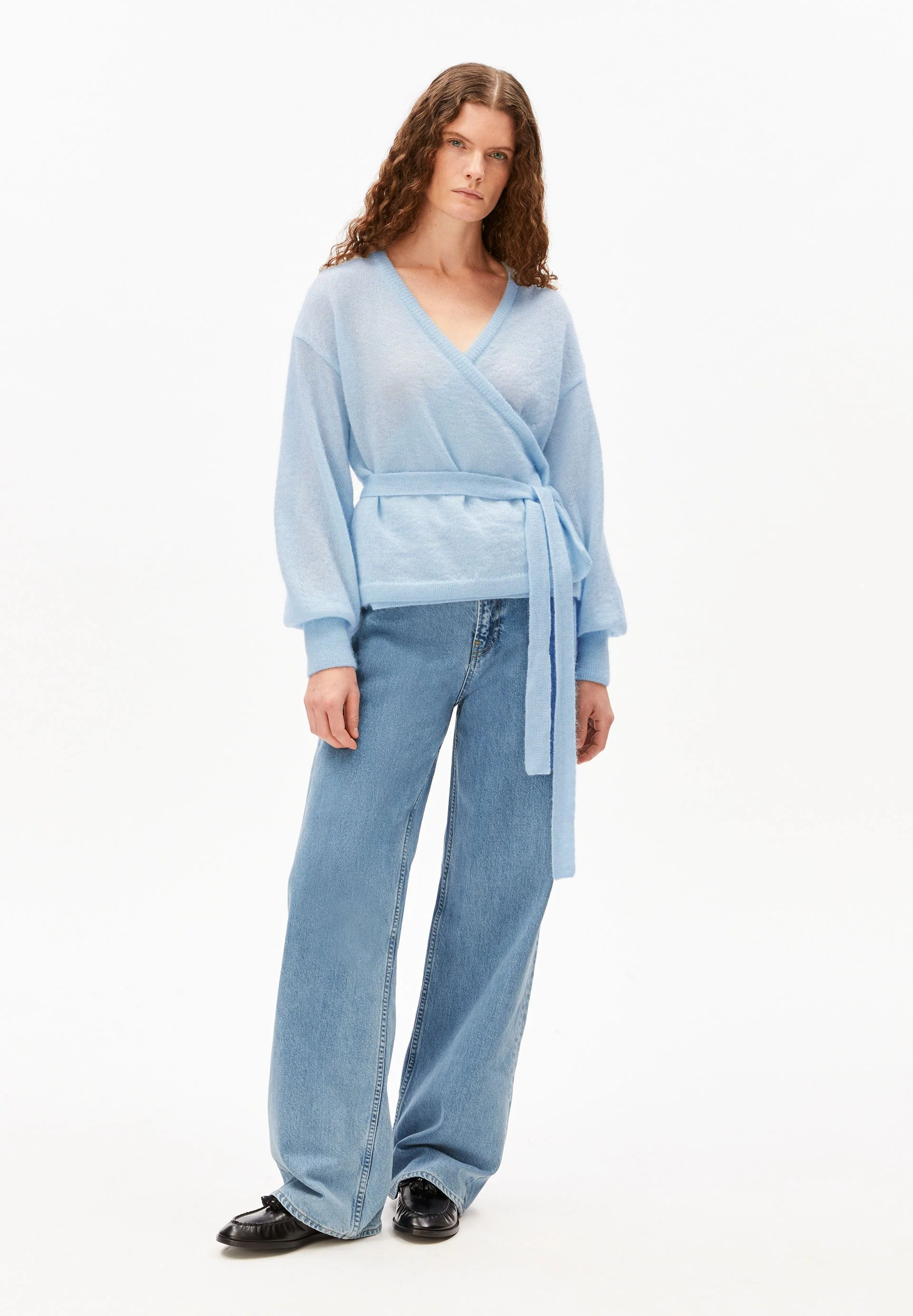 MOHAIR-MIX WICKELSTRICKJACKE | blue glow - Image 5
