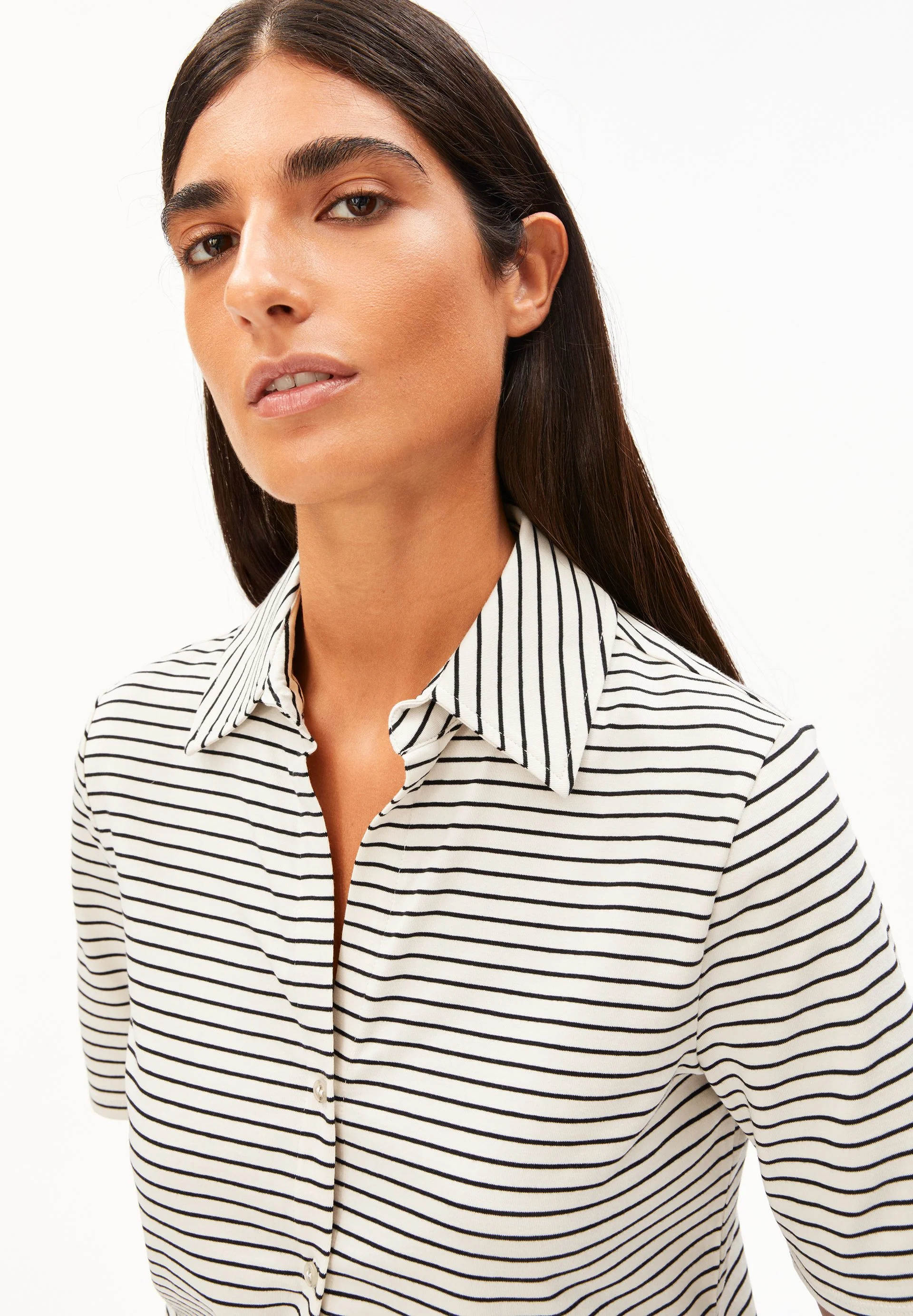NALITAA GESTREIFTE BLUSE | oatmilk-black - Image 3