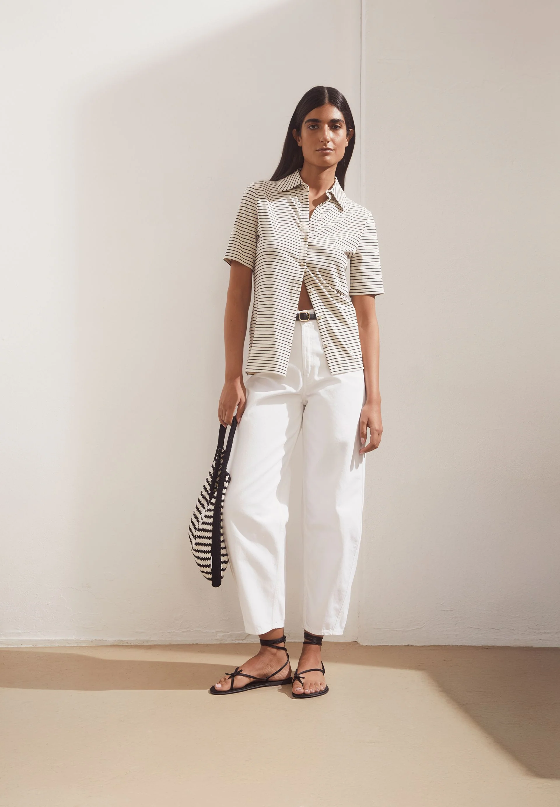 NALITAA GESTREIFTE BLUSE | oatmilk-black - Image 4