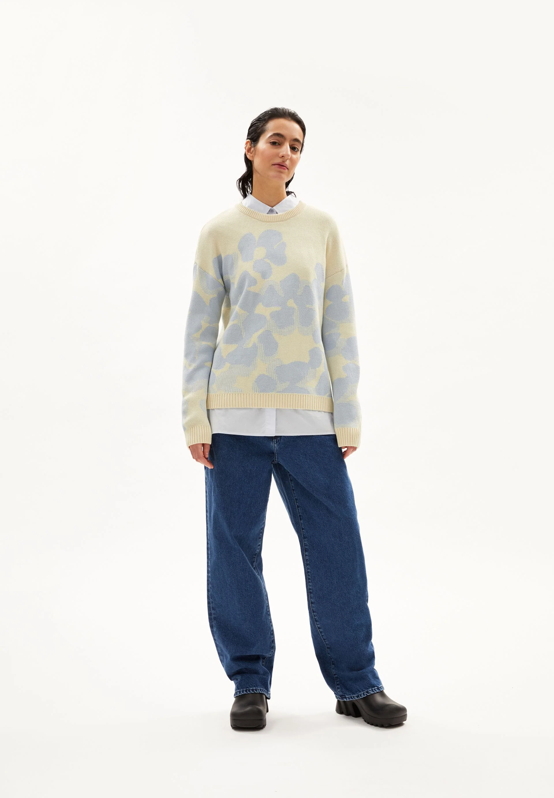 OLESSYAA AQUA FLORAL | oatmilk-morning sky - Image 5