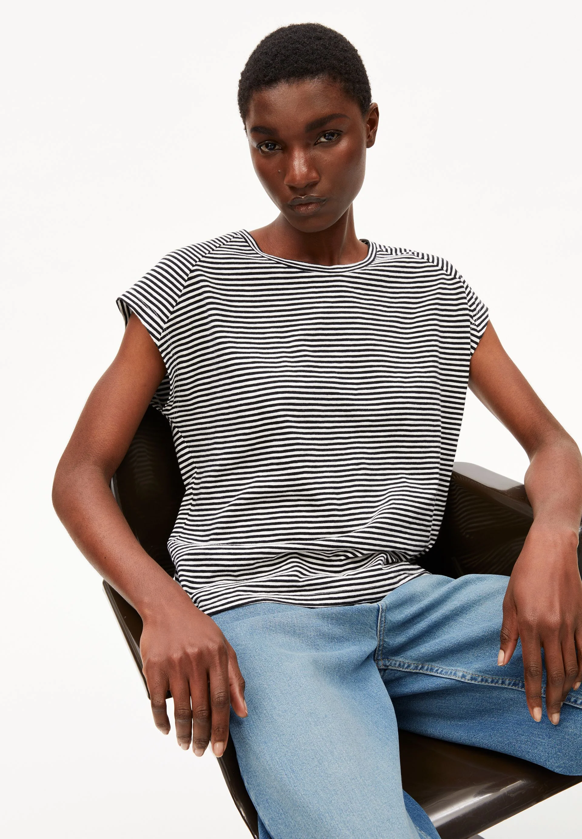 ONELIAA LOVELY STRIPES T-SHIRT | black-oatmilk - Image 4