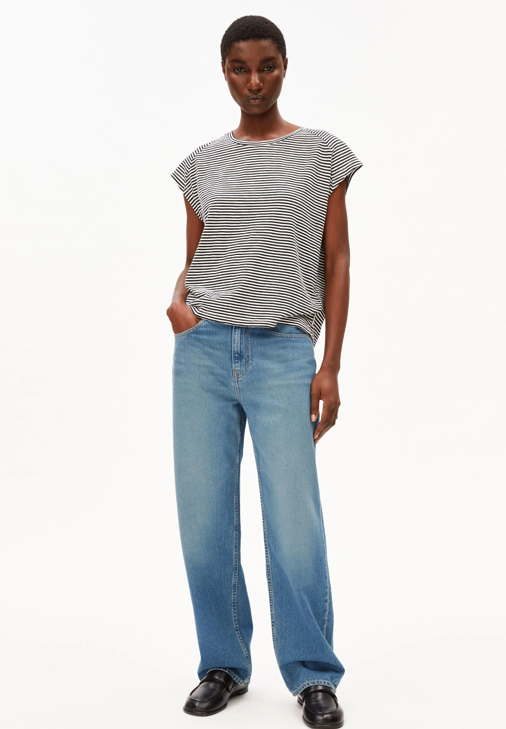 ONELIAA LOVELY STRIPES T-SHIRT | black-oatmilk - Image 5