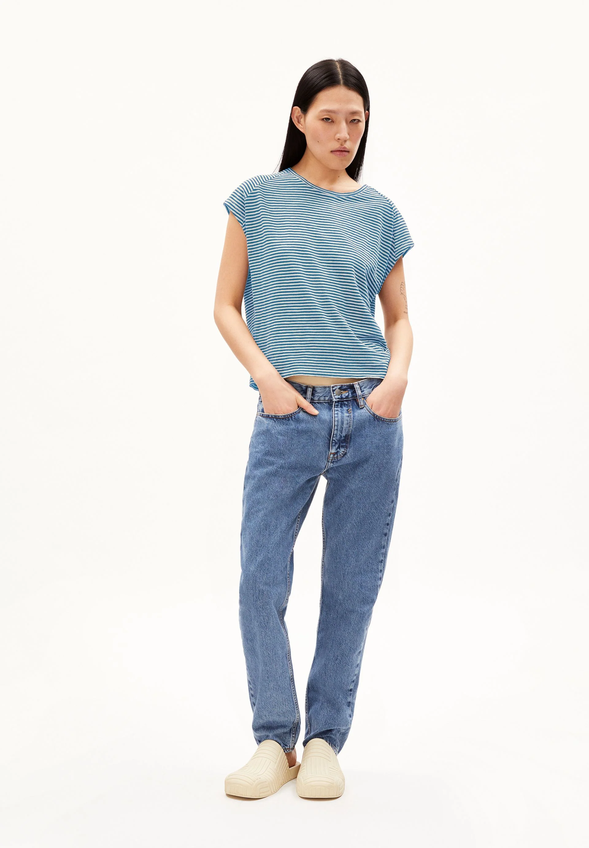 ONELIAA LOVELY STRIPES T-SHIRT | blueniverse-light desert - Image 5