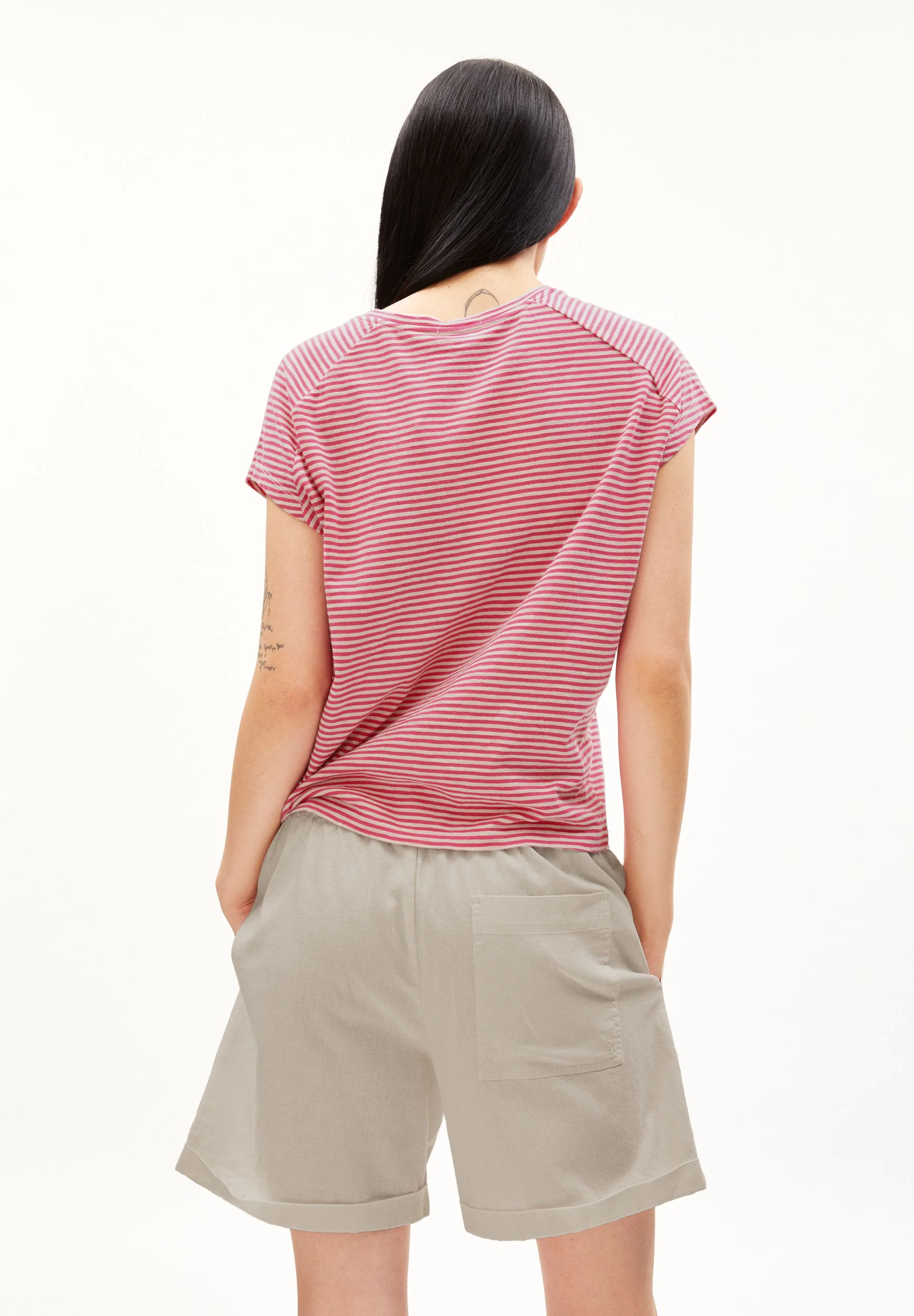 ONELIAA LOVELY STRIPES T-SHIRT | bright raspberry-light desert - Image 2