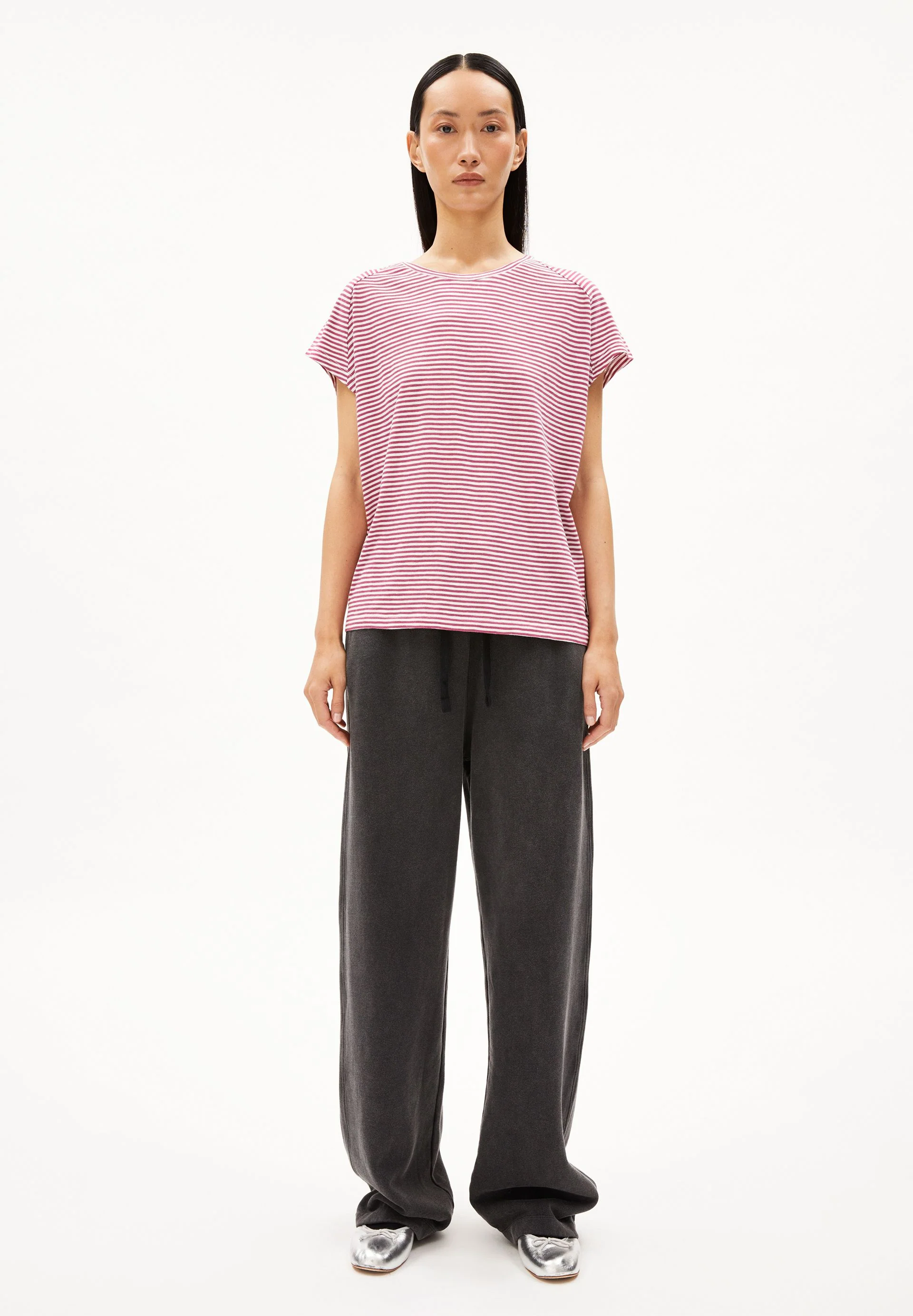 ONELIAA LOVELY STRIPES T-SHIRT | crushed berry-oatmilk - Image 5