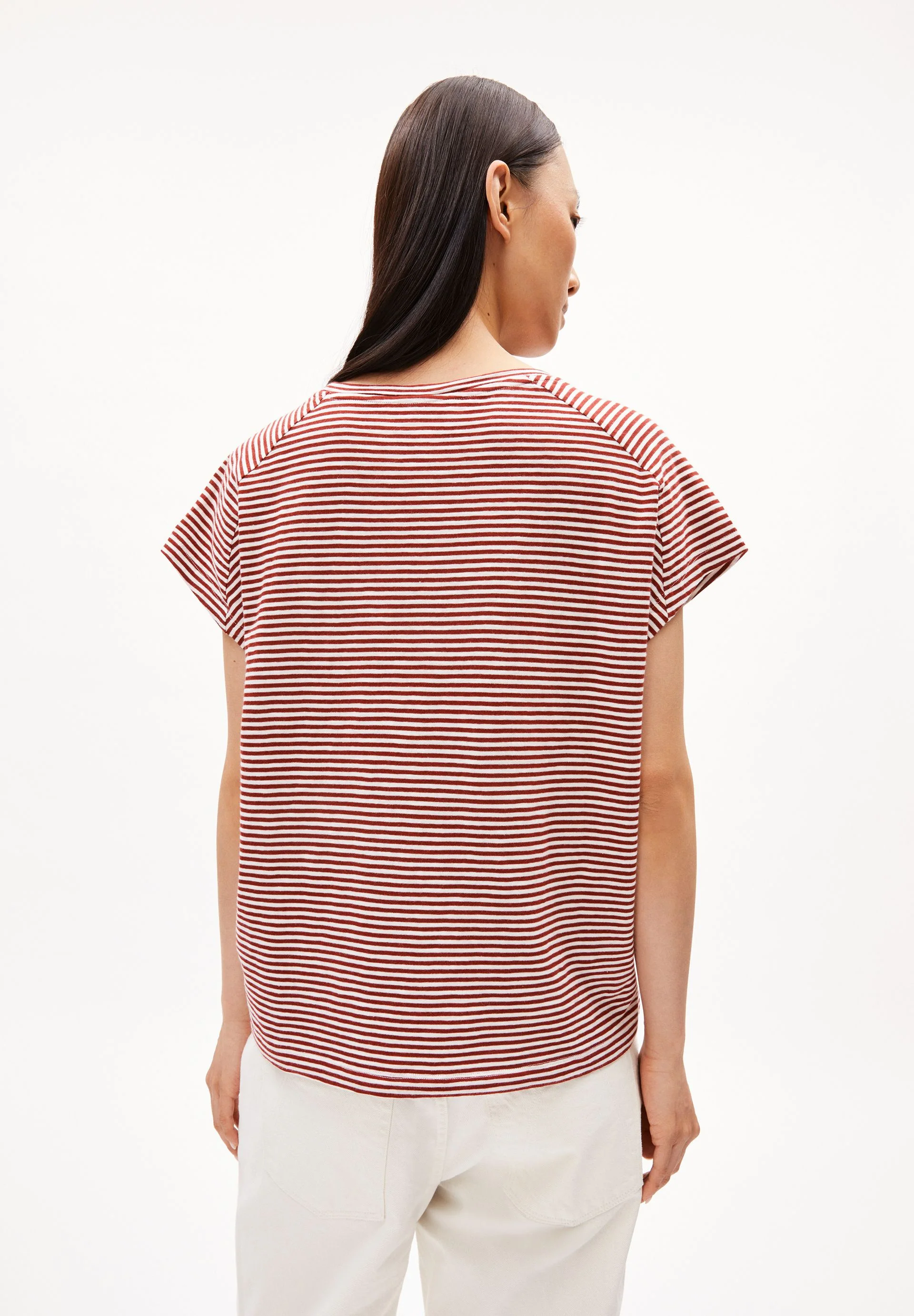 ONELIAA LOVELY STRIPES T-SHIRT | dark crimson-oatmilk - Image 2