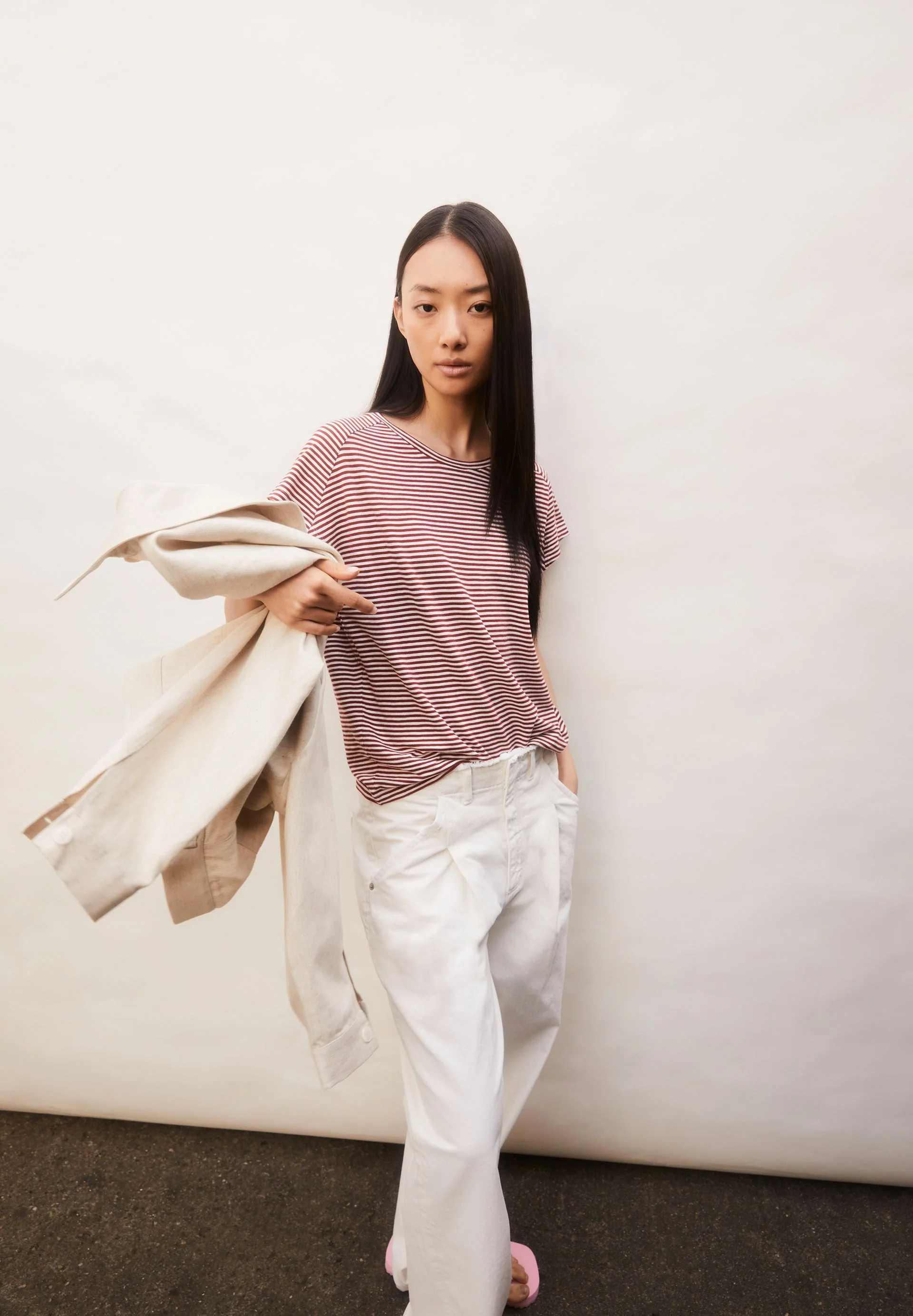 ONELIAA LOVELY STRIPES T-SHIRT | dark crimson-oatmilk - Image 4