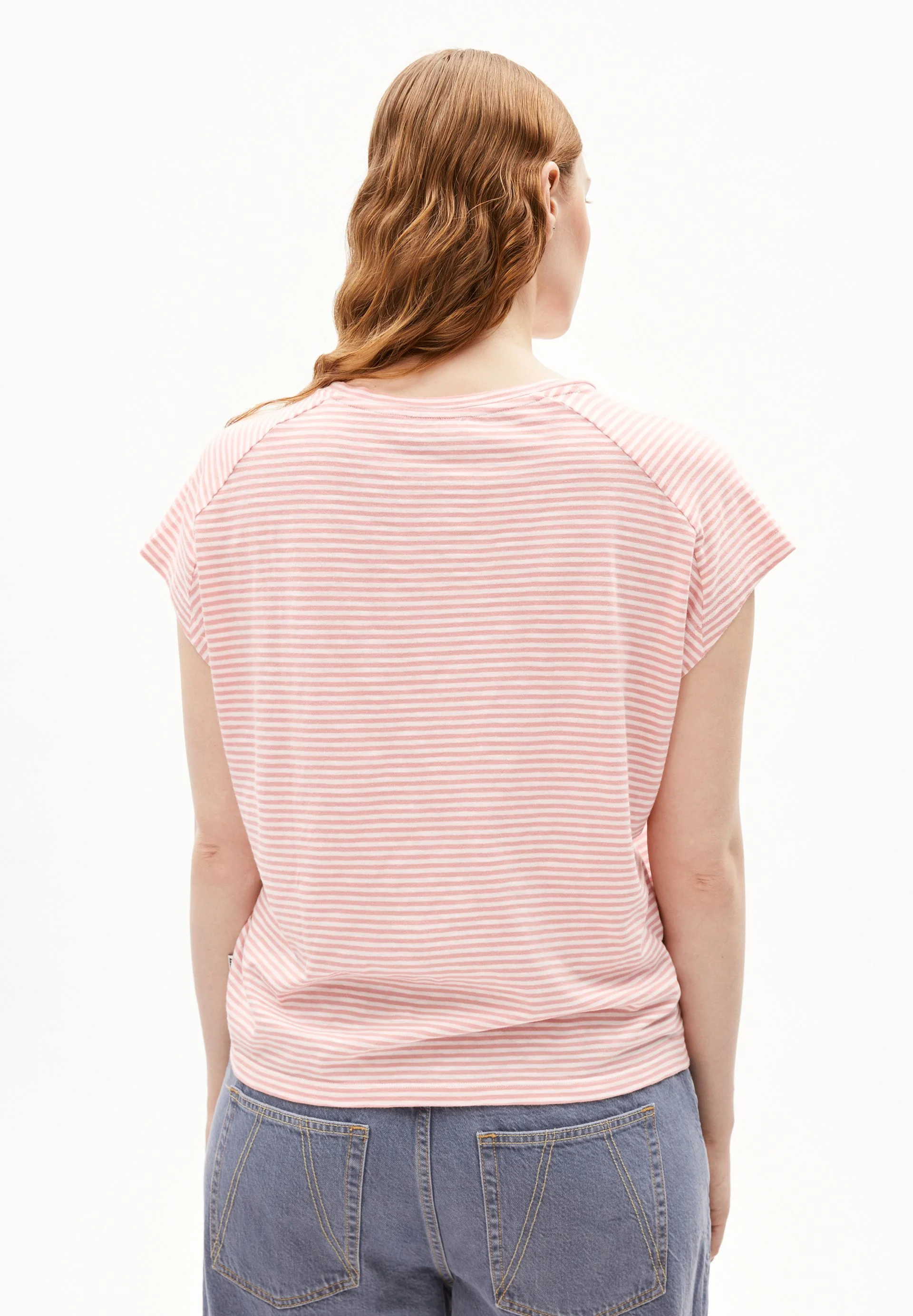 ONELIAA LOVELY STRIPES T-SHIRT | oatmilk-deep rosalilly - Image 2