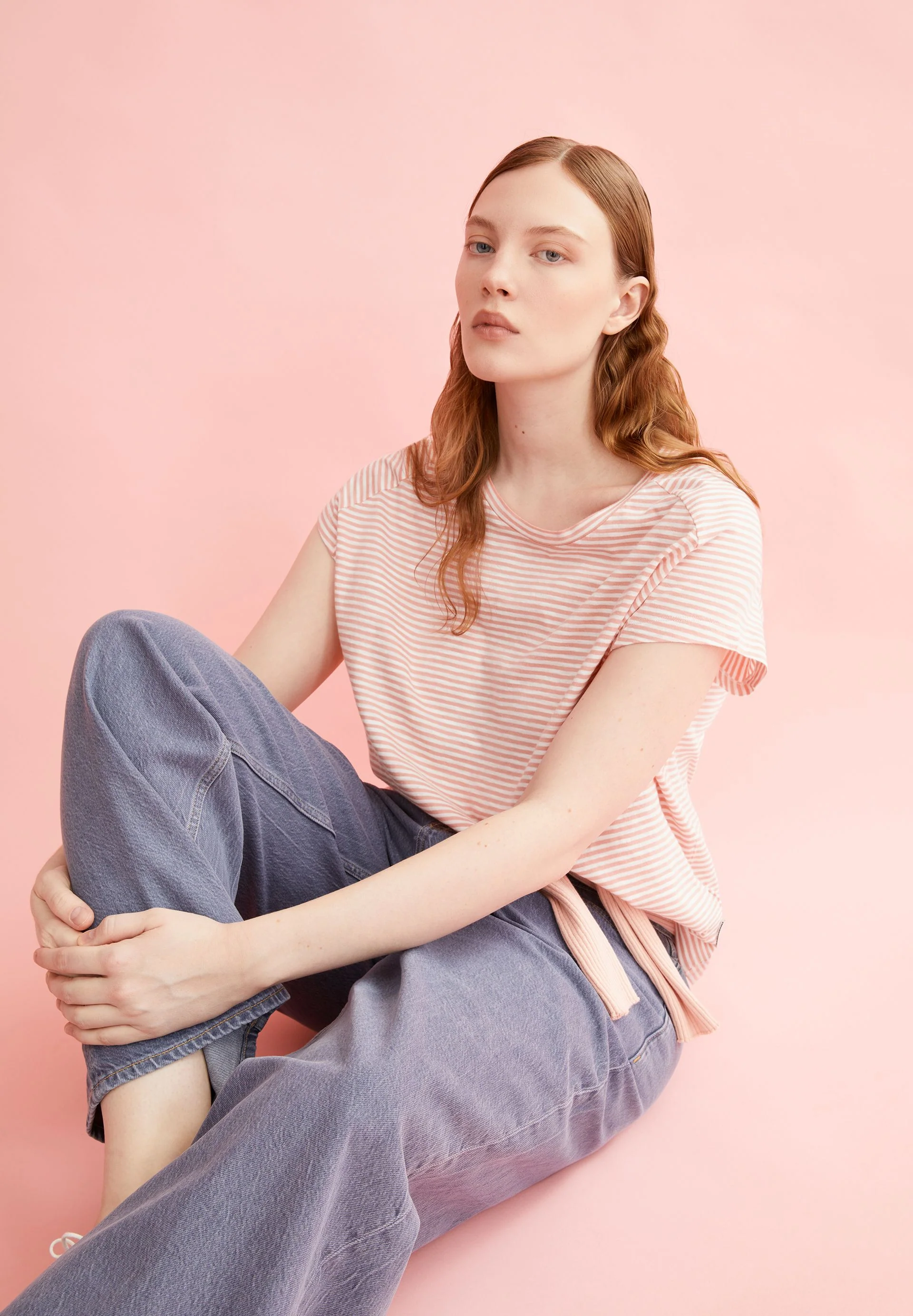 ONELIAA LOVELY STRIPES T-SHIRT | oatmilk-deep rosalilly - Image 4