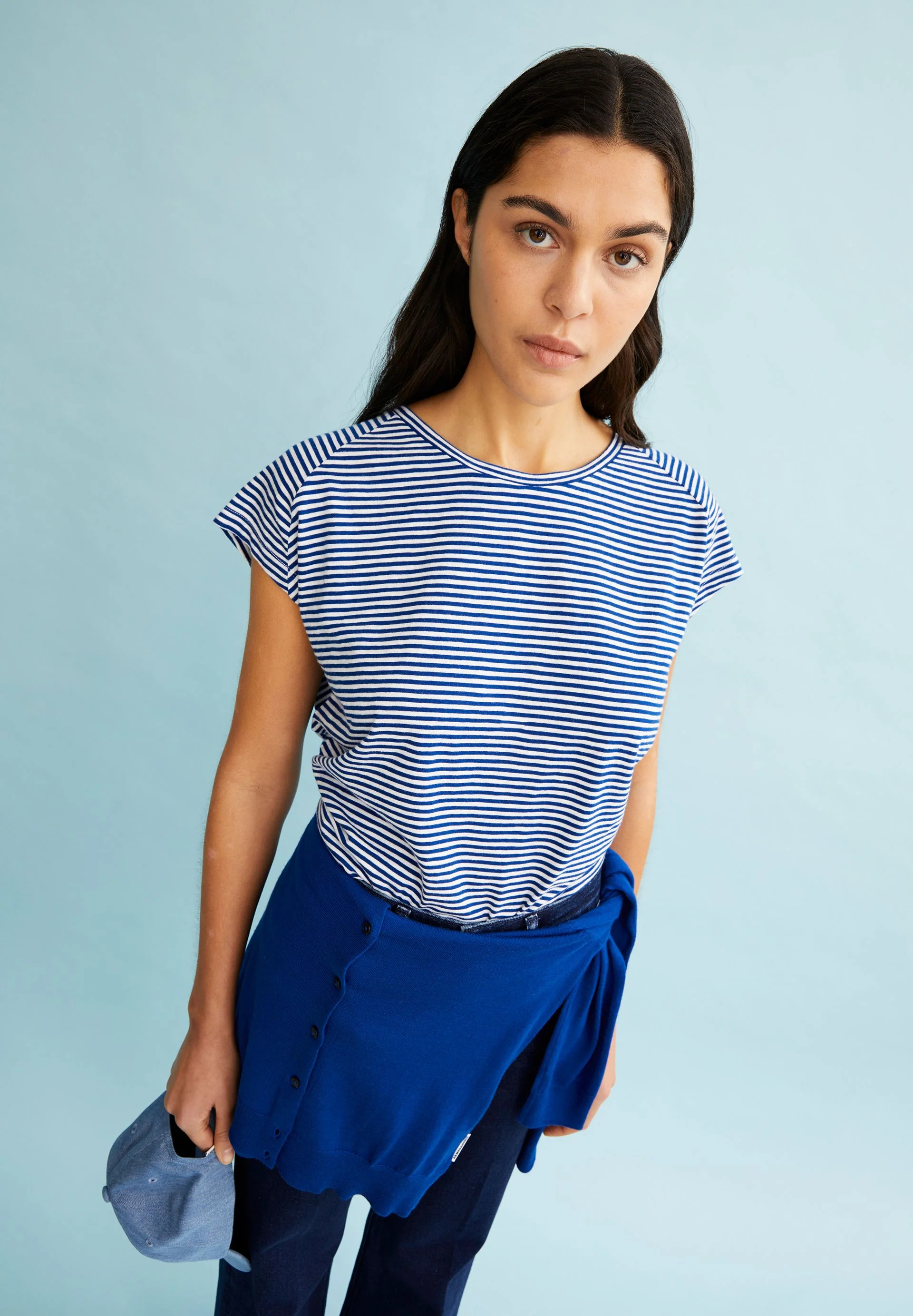 ONELIAA LOVELY STRIPES T-SHIRT | oatmilk-lapis blue - Image 4