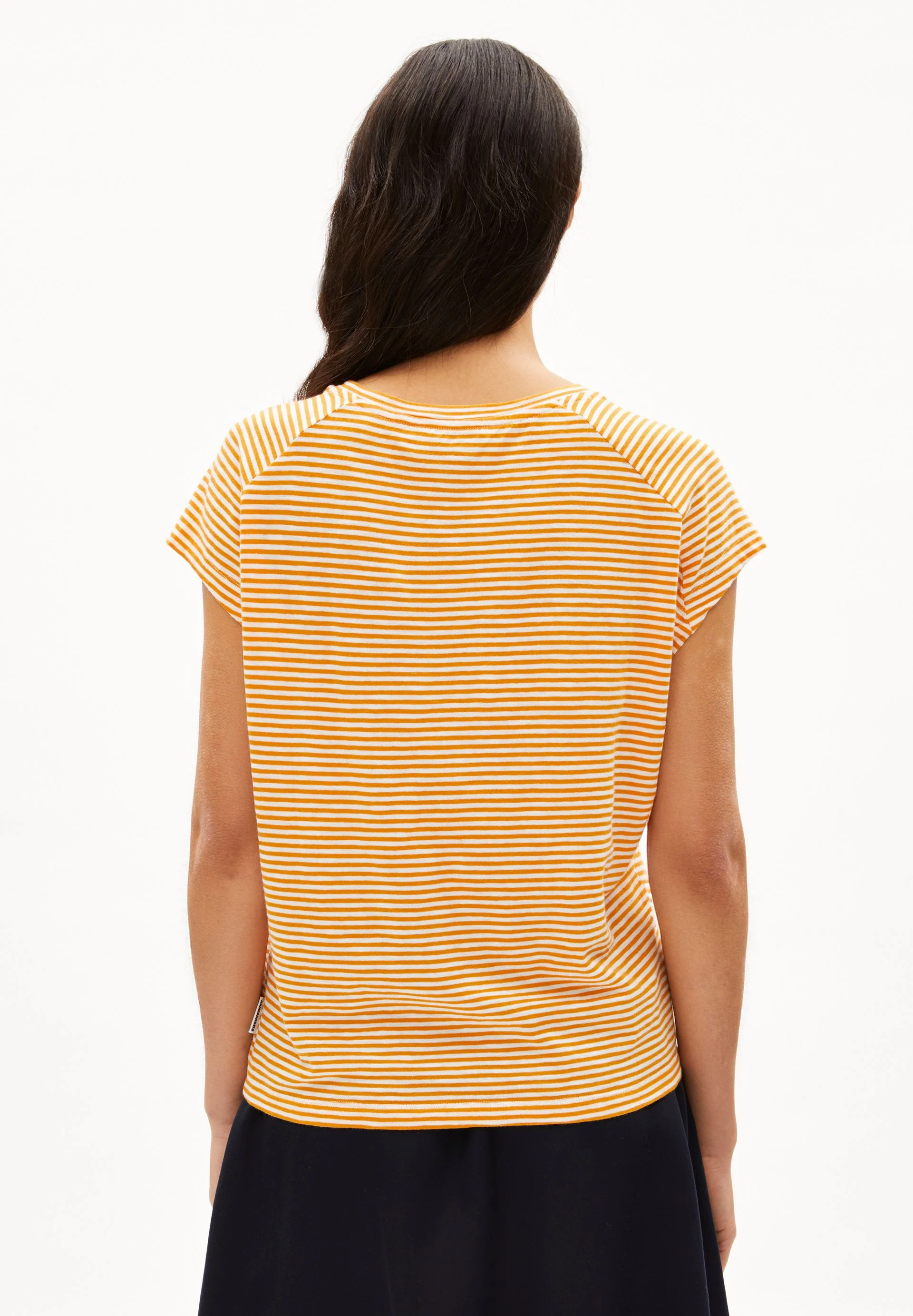 ONELIAA LOVELY STRIPES T-SHIRT | oatmilk-light tangerine - Image 2