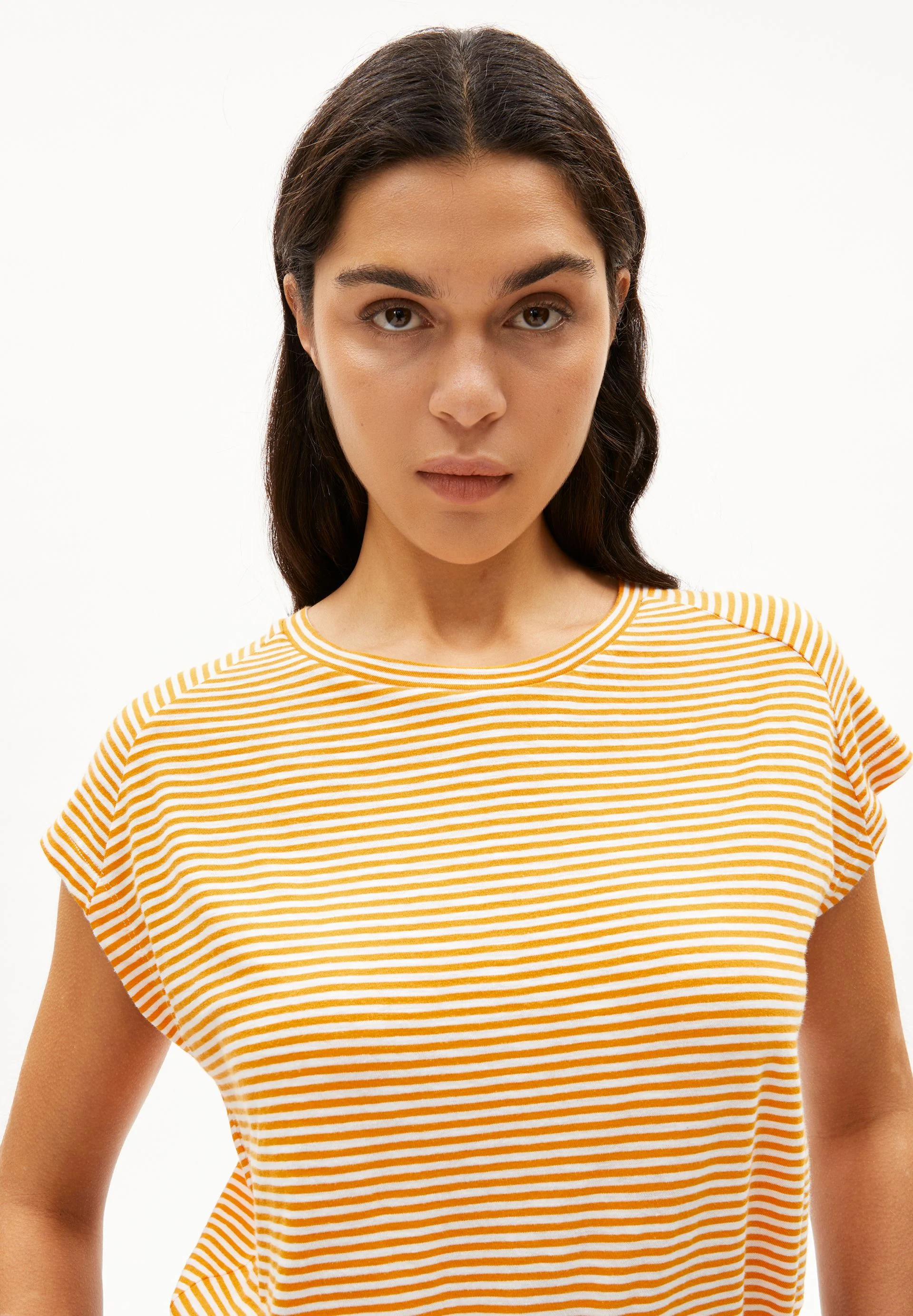 ONELIAA LOVELY STRIPES T-SHIRT | oatmilk-light tangerine - Image 3
