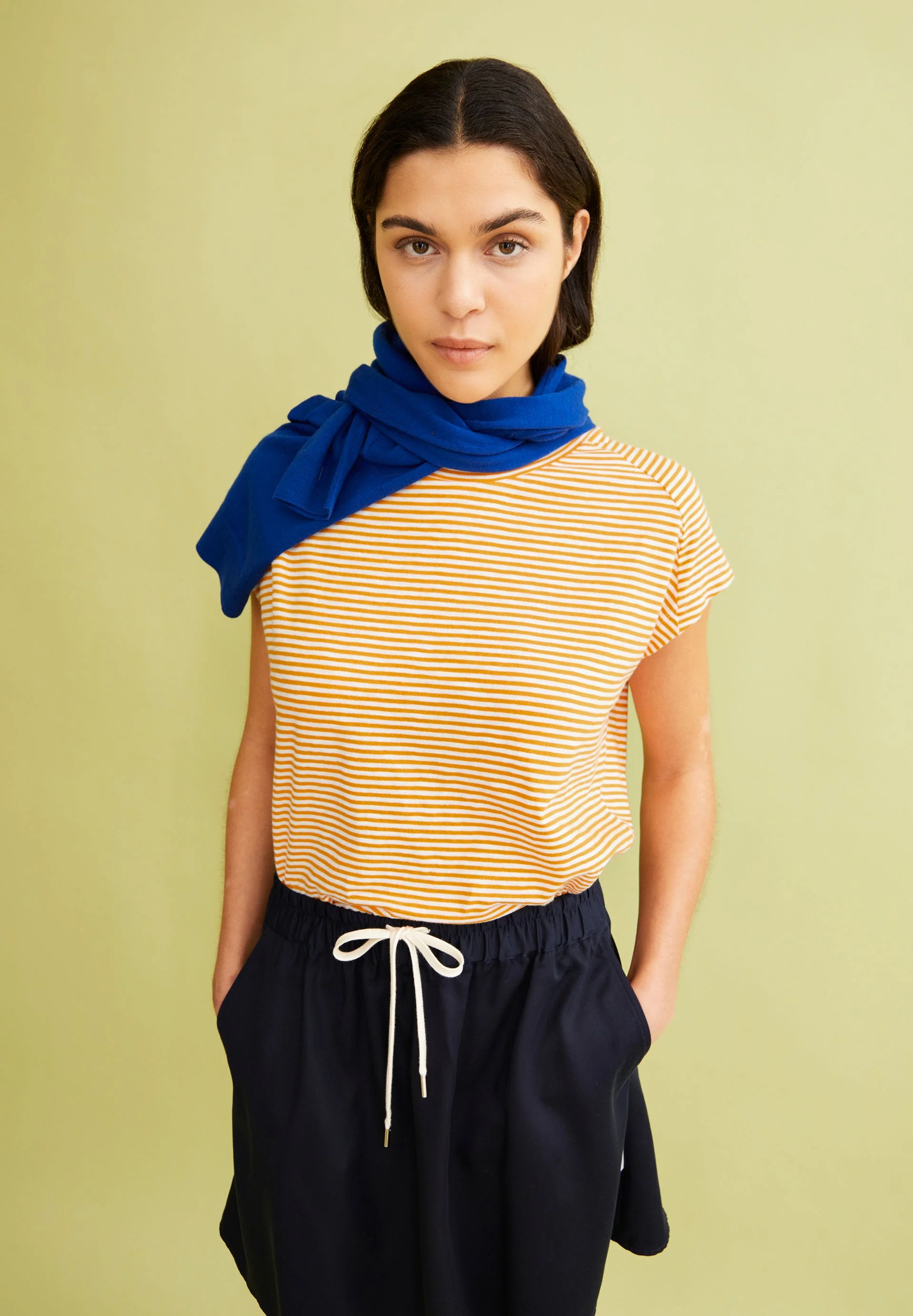 ONELIAA LOVELY STRIPES T-SHIRT | oatmilk-light tangerine - Image 4