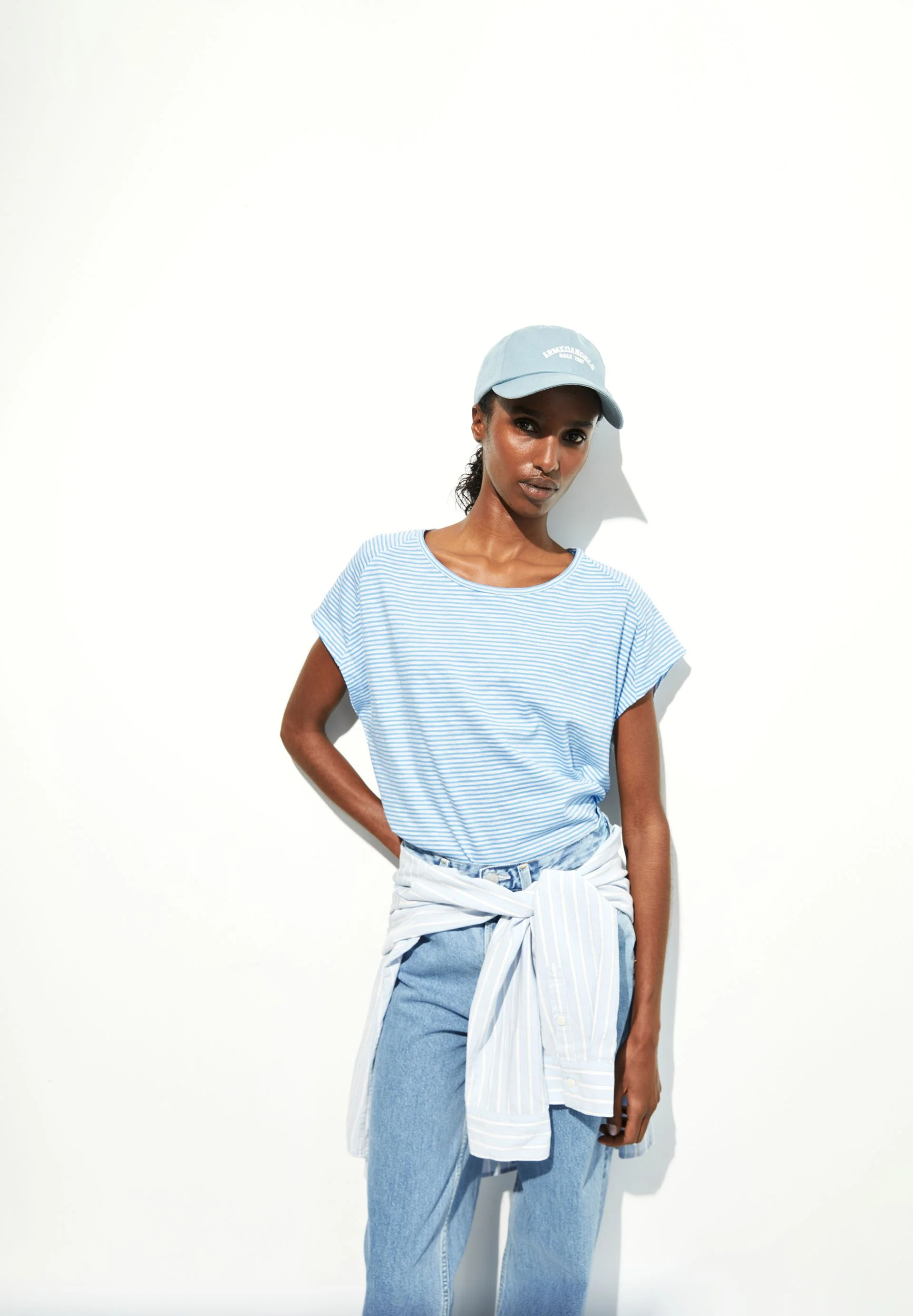 ONELIAA LOVELY STRIPES T-SHIRT | oatmilk-silky blue - Image 4