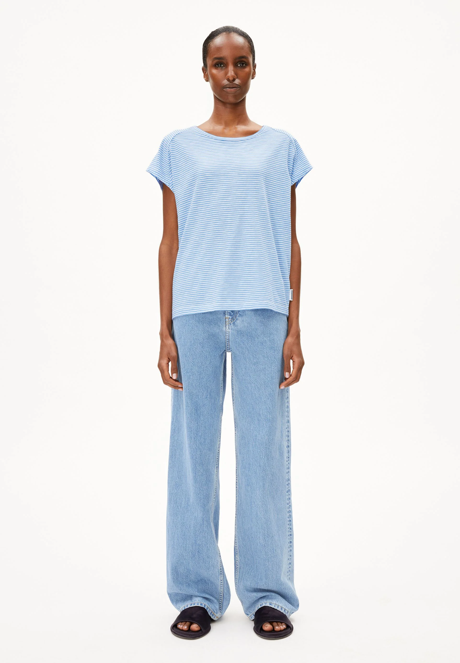 ONELIAA LOVELY STRIPES T-SHIRT | oatmilk-silky blue - Image 5