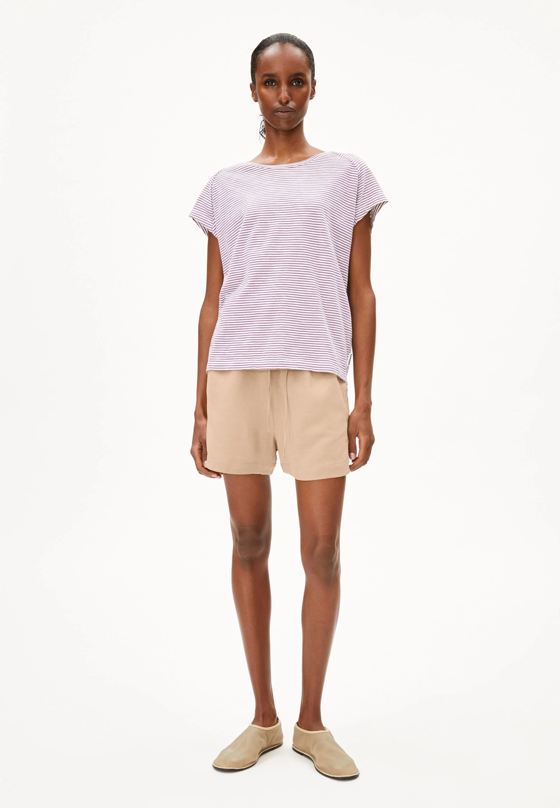 ONELIAA LOVELY STRIPES T-SHIRT | oatmilk-sunset sky - Image 5