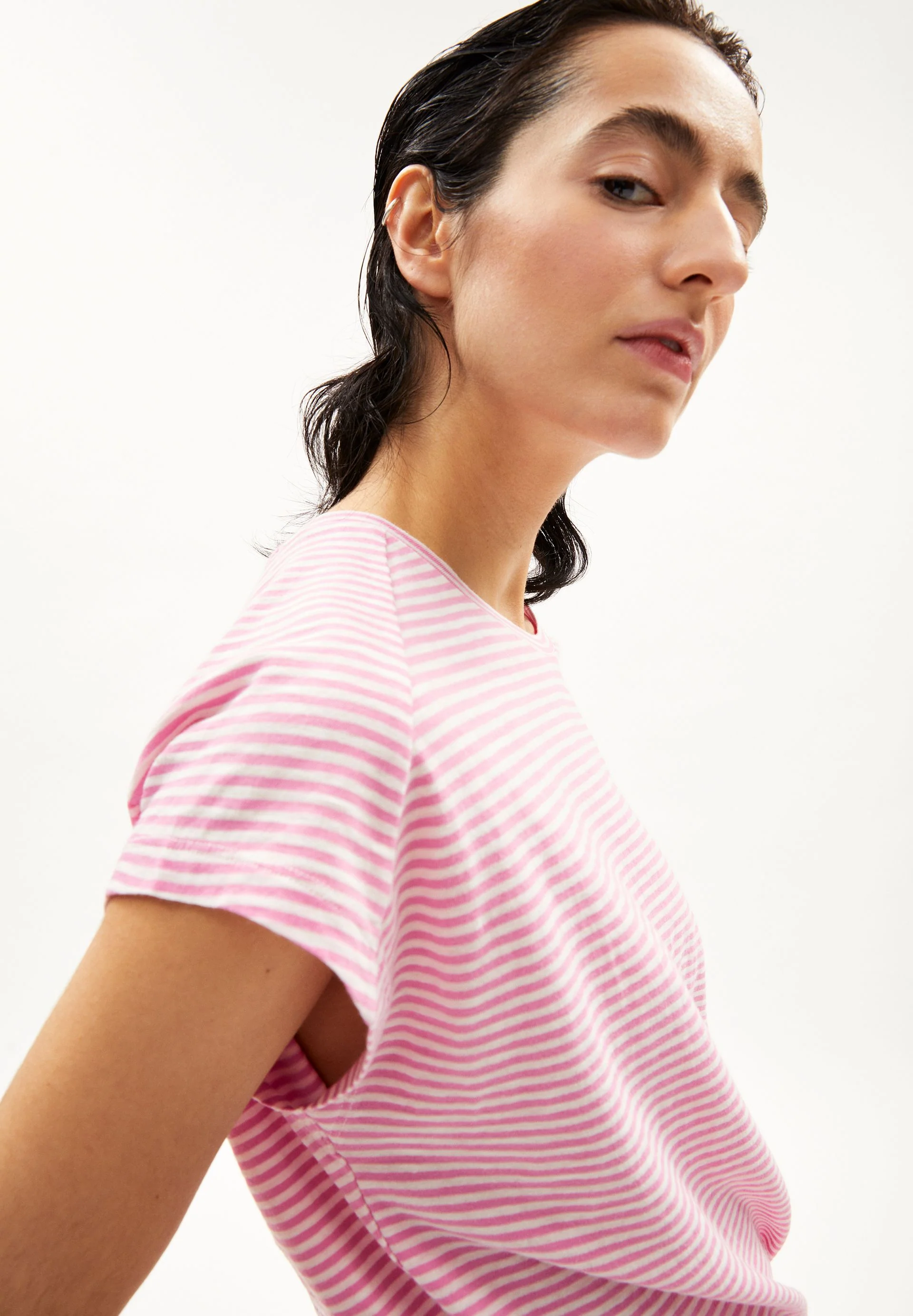 ONELIAA LOVELY STRIPES T-SHIRT | raspberry pink-oatmilk - Image 3