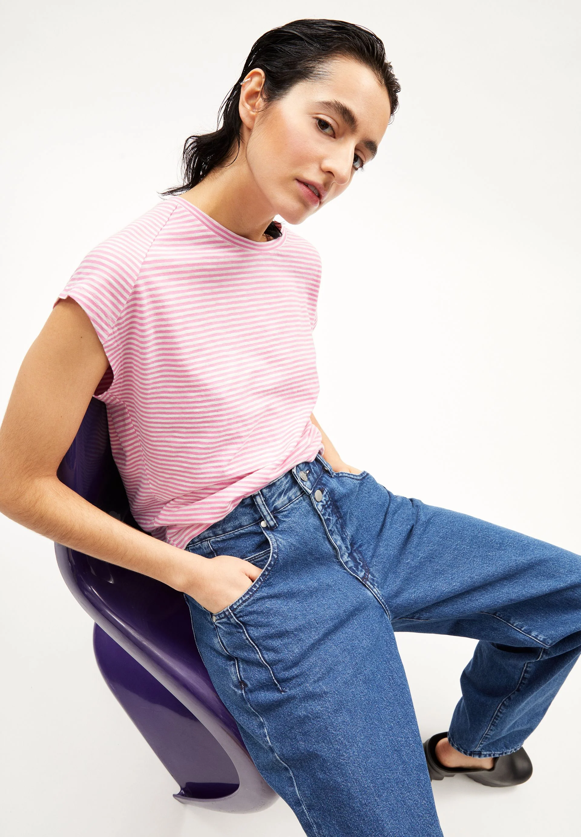 ONELIAA LOVELY STRIPES T-SHIRT | raspberry pink-oatmilk - Image 4