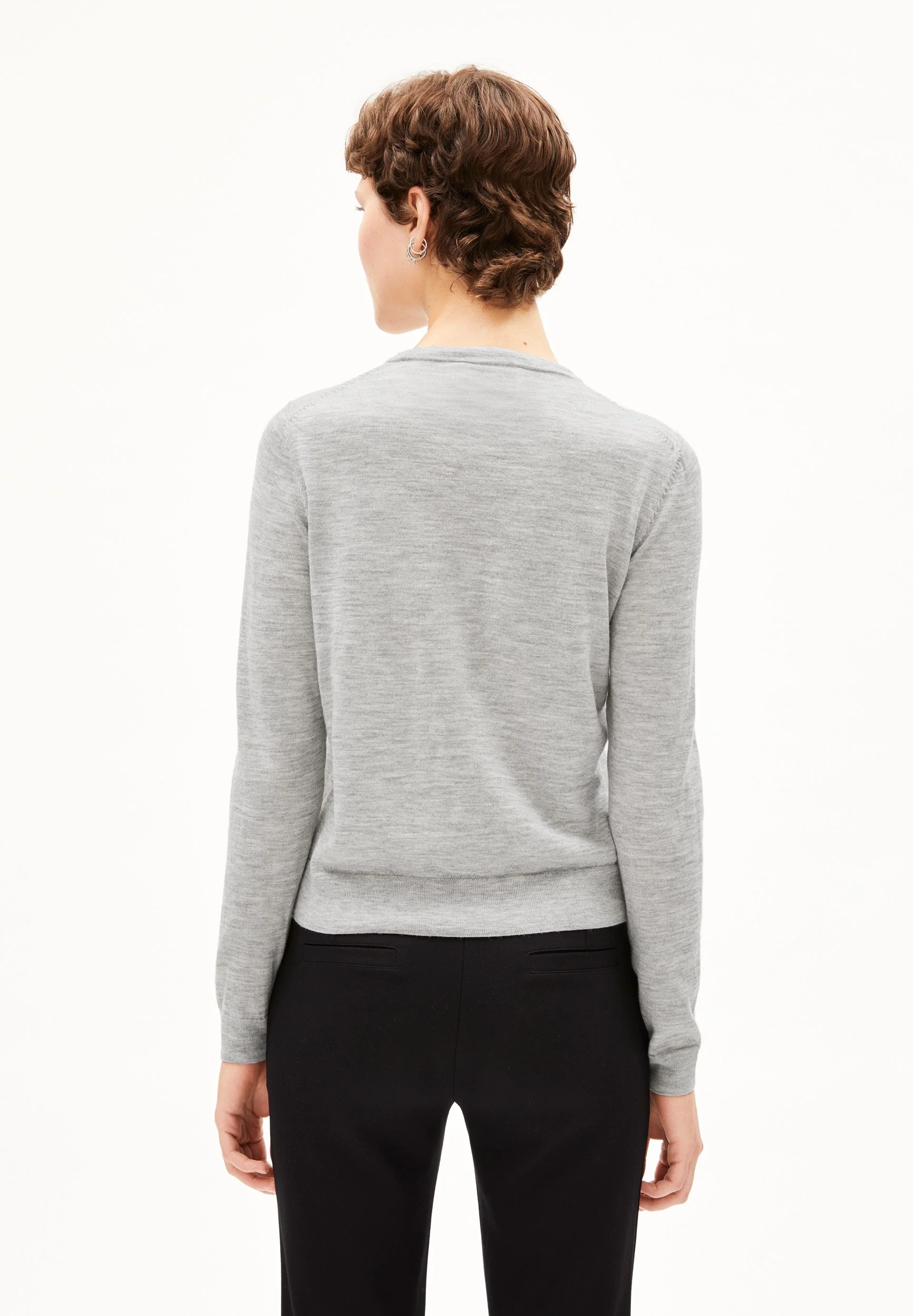 OPHALIAA MERINO STRICKJACKE | light grey melange - Image 2