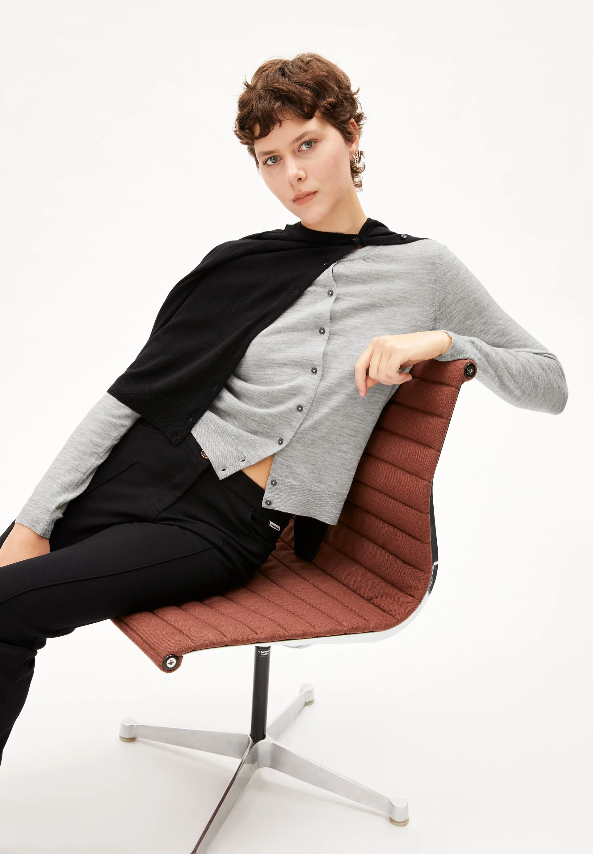 OPHALIAA MERINO STRICKJACKE | light grey melange - Image 4