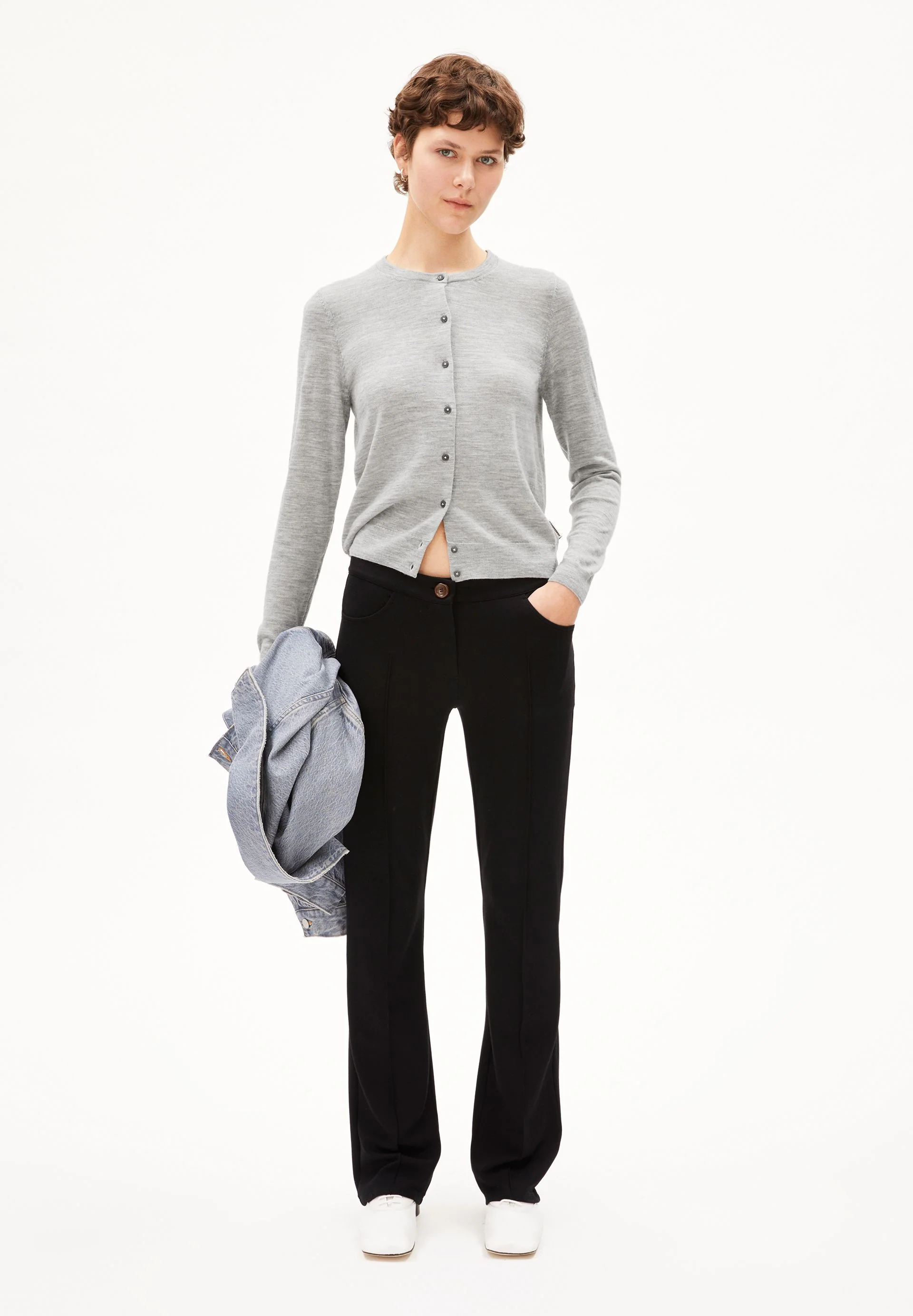 OPHALIAA MERINO STRICKJACKE | light grey melange - Image 5