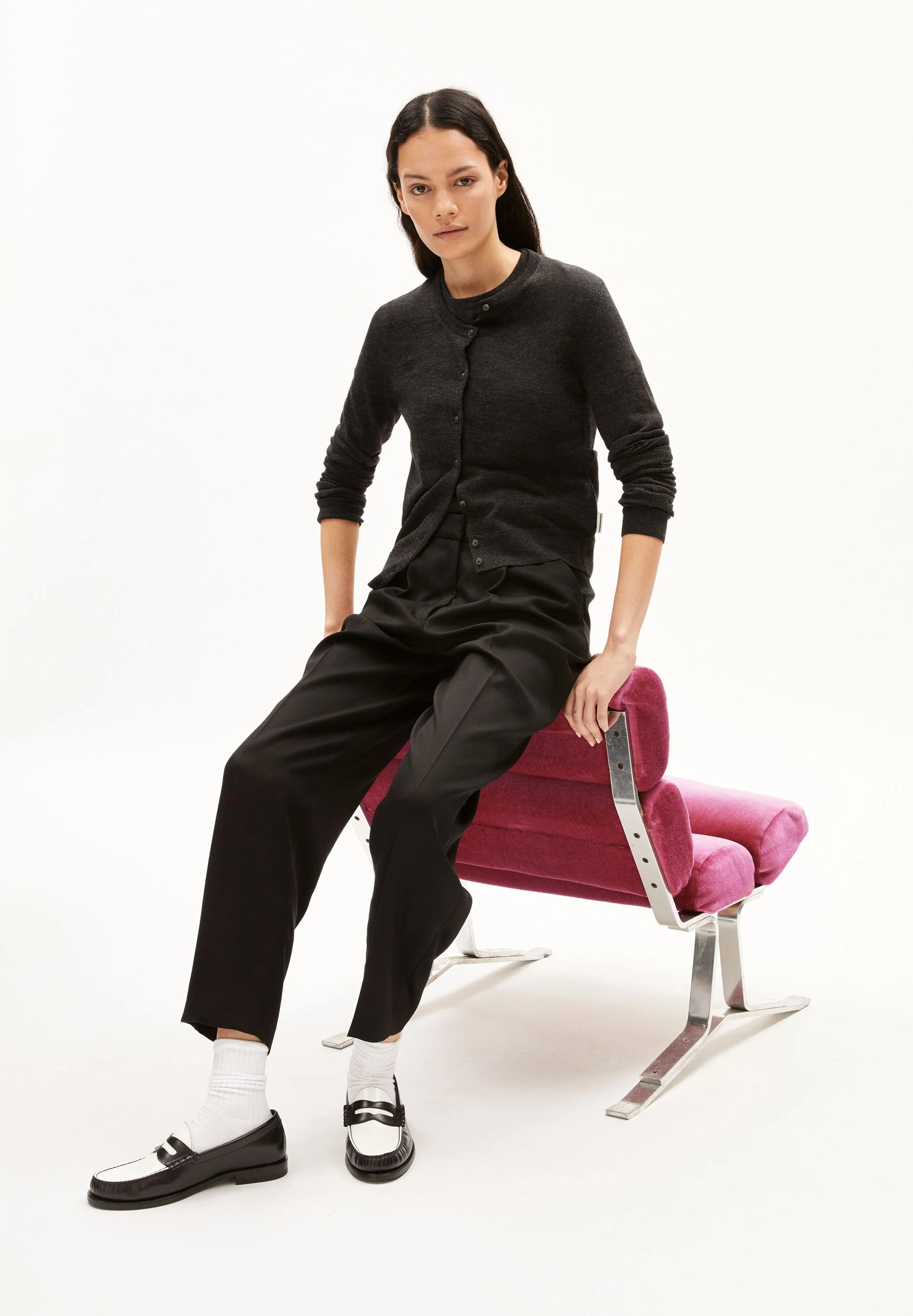 OPHALIAA MERINO STRICKJACKE | steel melange - Image 4