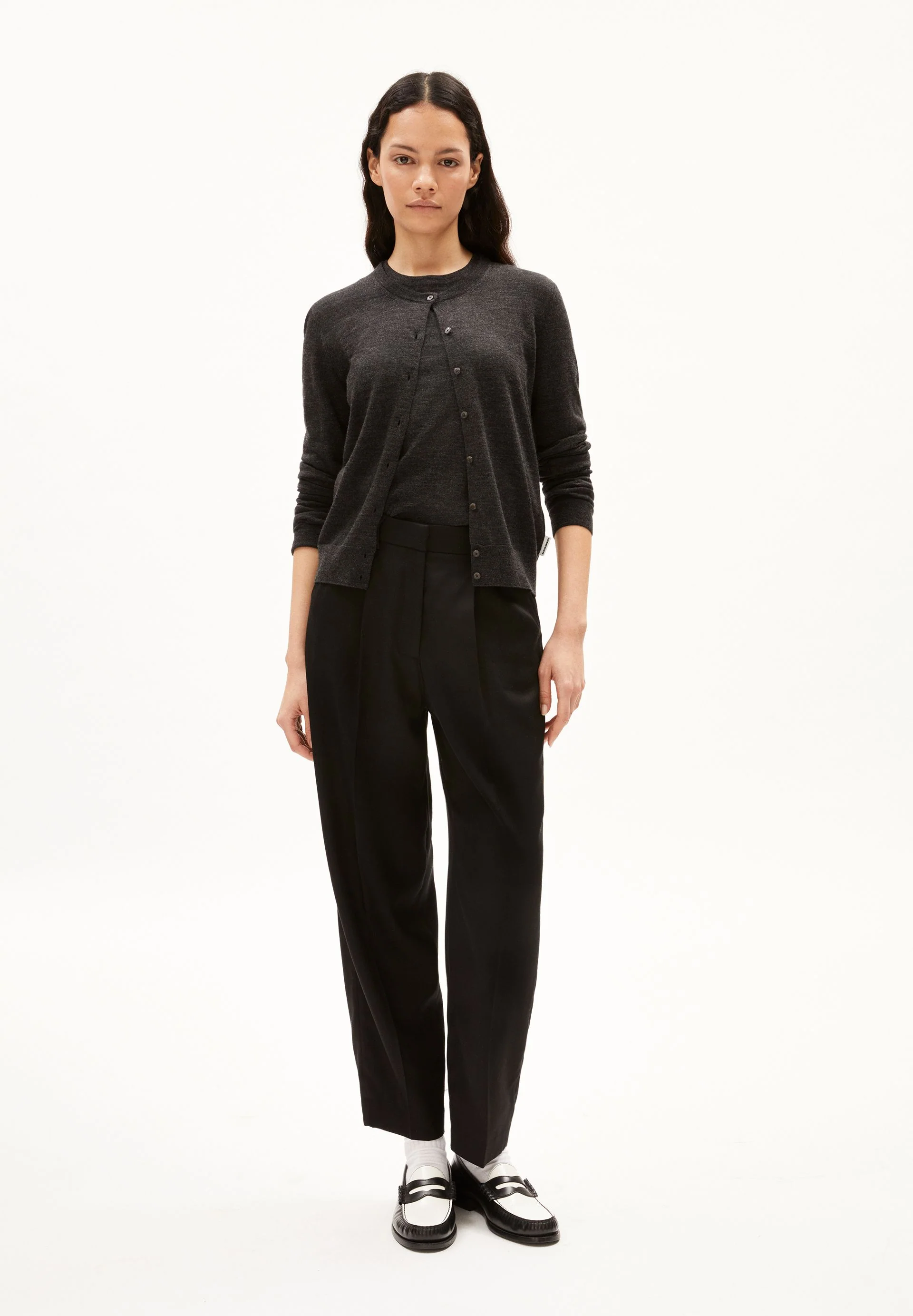 OPHALIAA MERINO STRICKJACKE | steel melange - Image 5