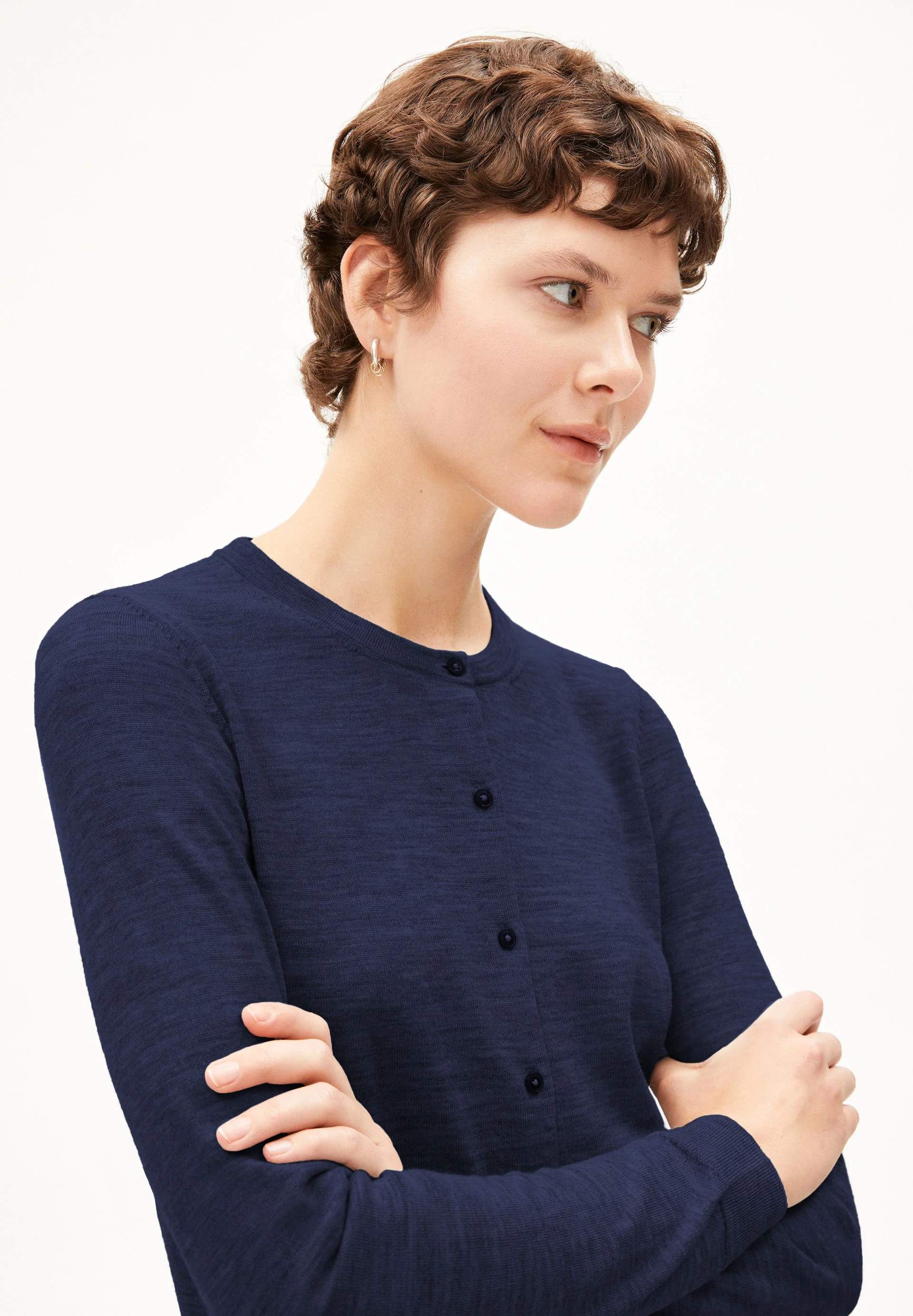OPHALIAA MERINO STRICKJACKE | tinted navy - Image 3