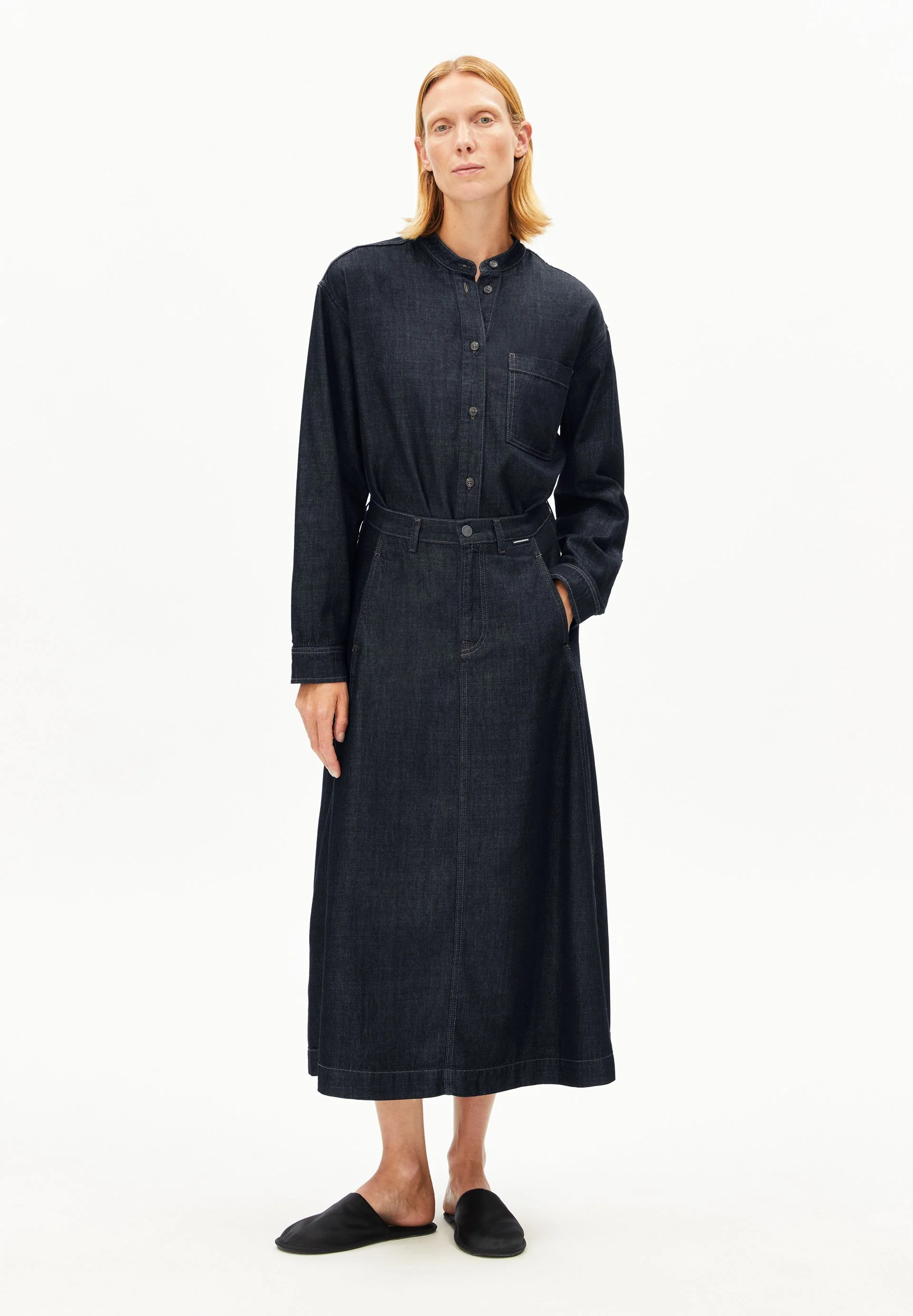 PANELLED JEANS-MIDI-ROCK | rinse - Image 5