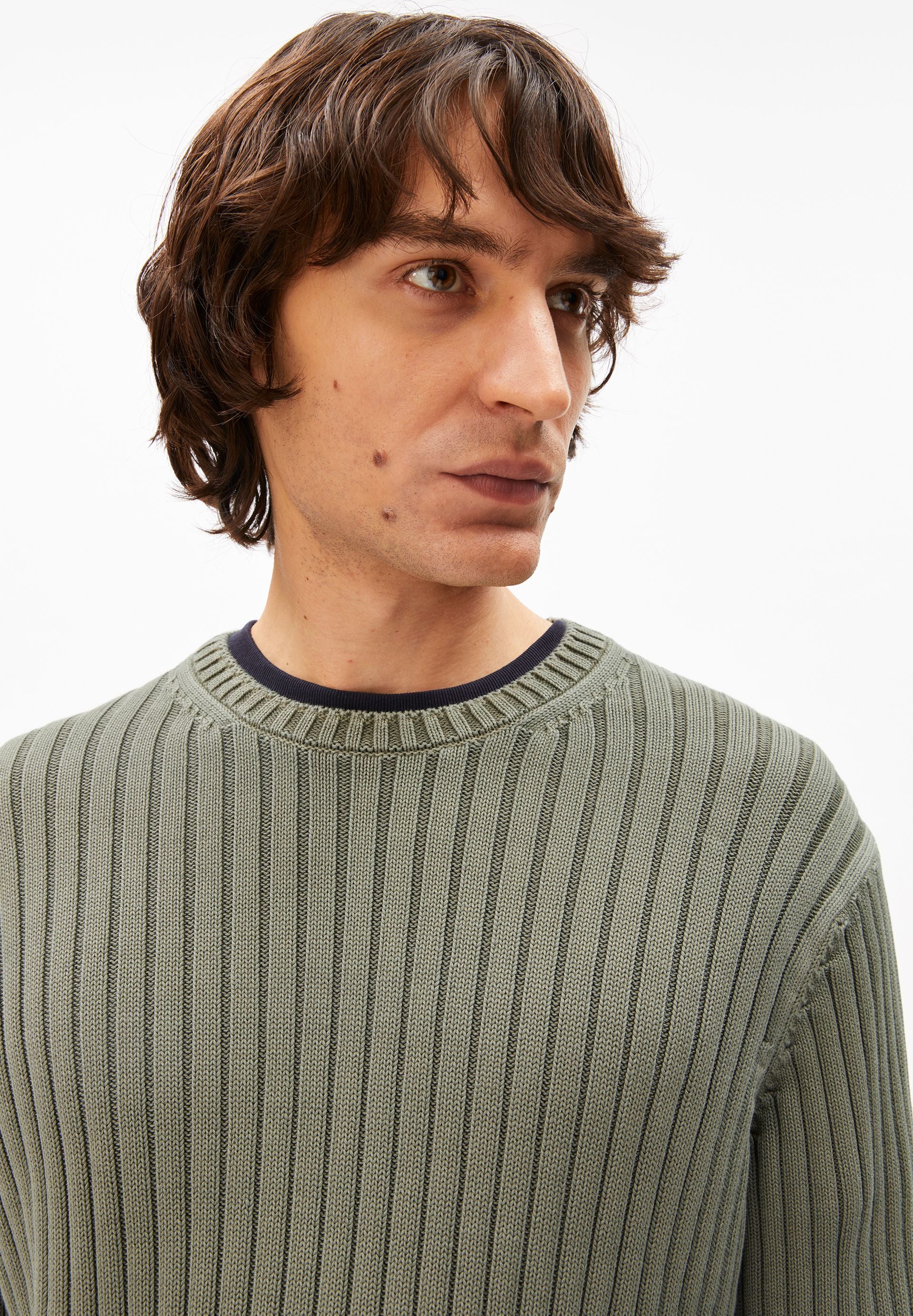 PIGMENT DYE RIPP-STRICKPULLOVER | fatigue green - Image 3