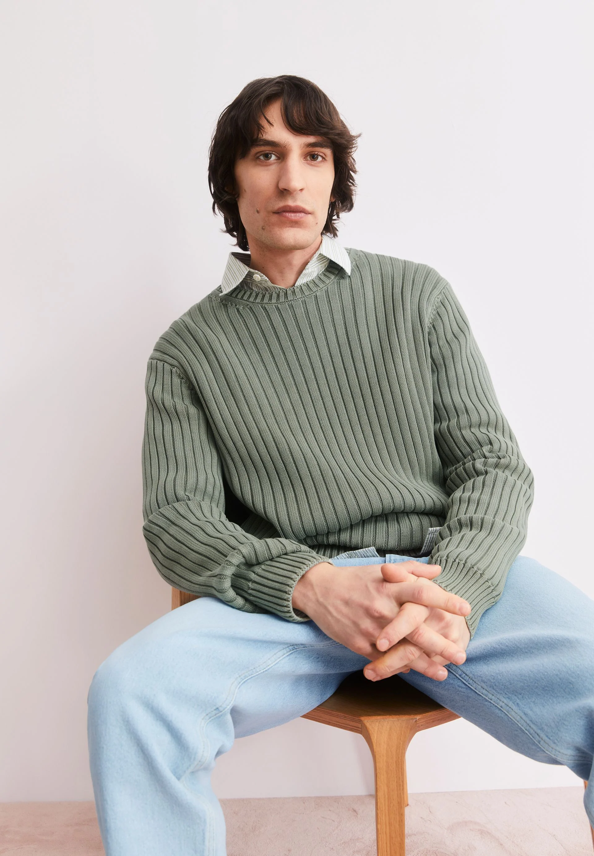 PIGMENT DYE RIPP-STRICKPULLOVER | fatigue green - Image 4