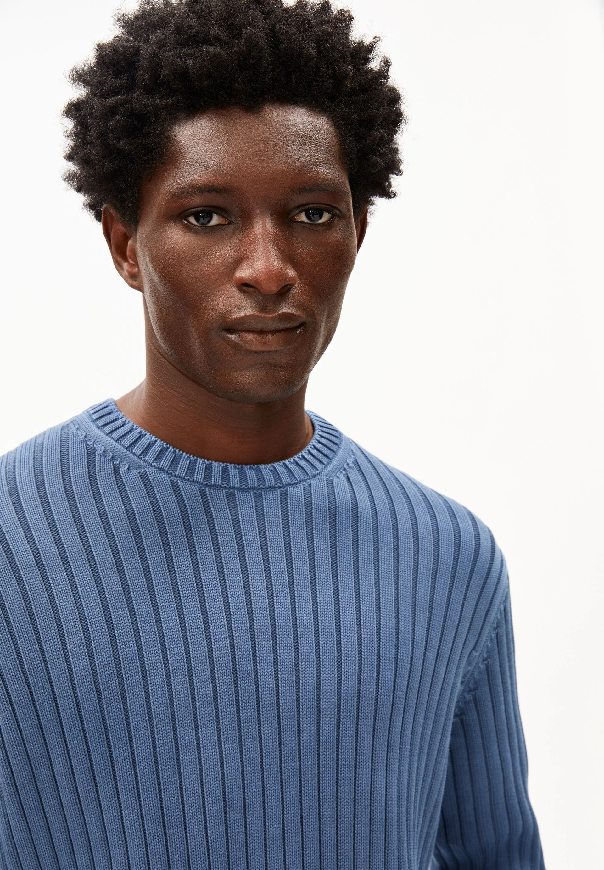 PIGMENT DYE RIPP-STRICKPULLOVER | light tinted navy - Image 3