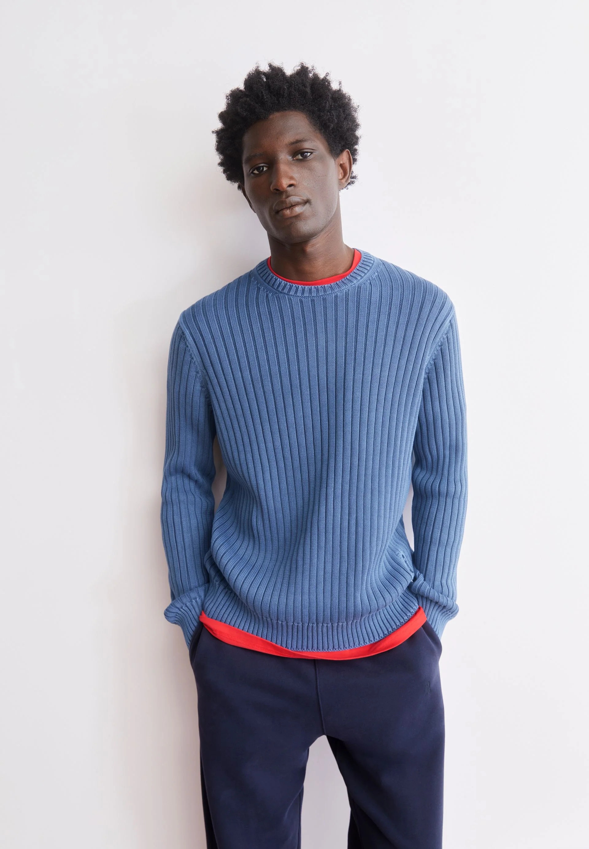 PIGMENT DYE RIPP-STRICKPULLOVER | light tinted navy - Image 4