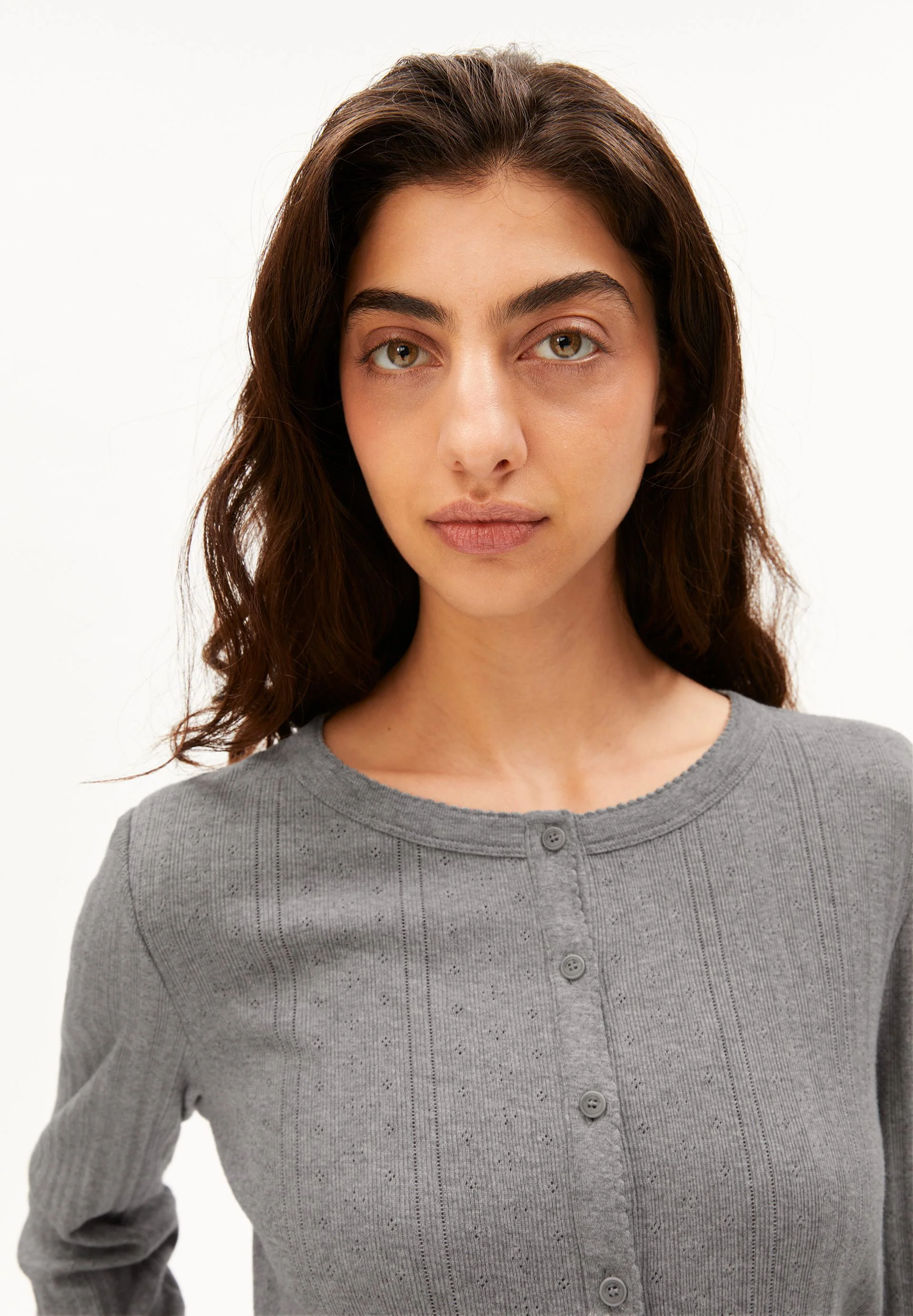 POINTELLE CARDIGAN | silver melange - Image 3