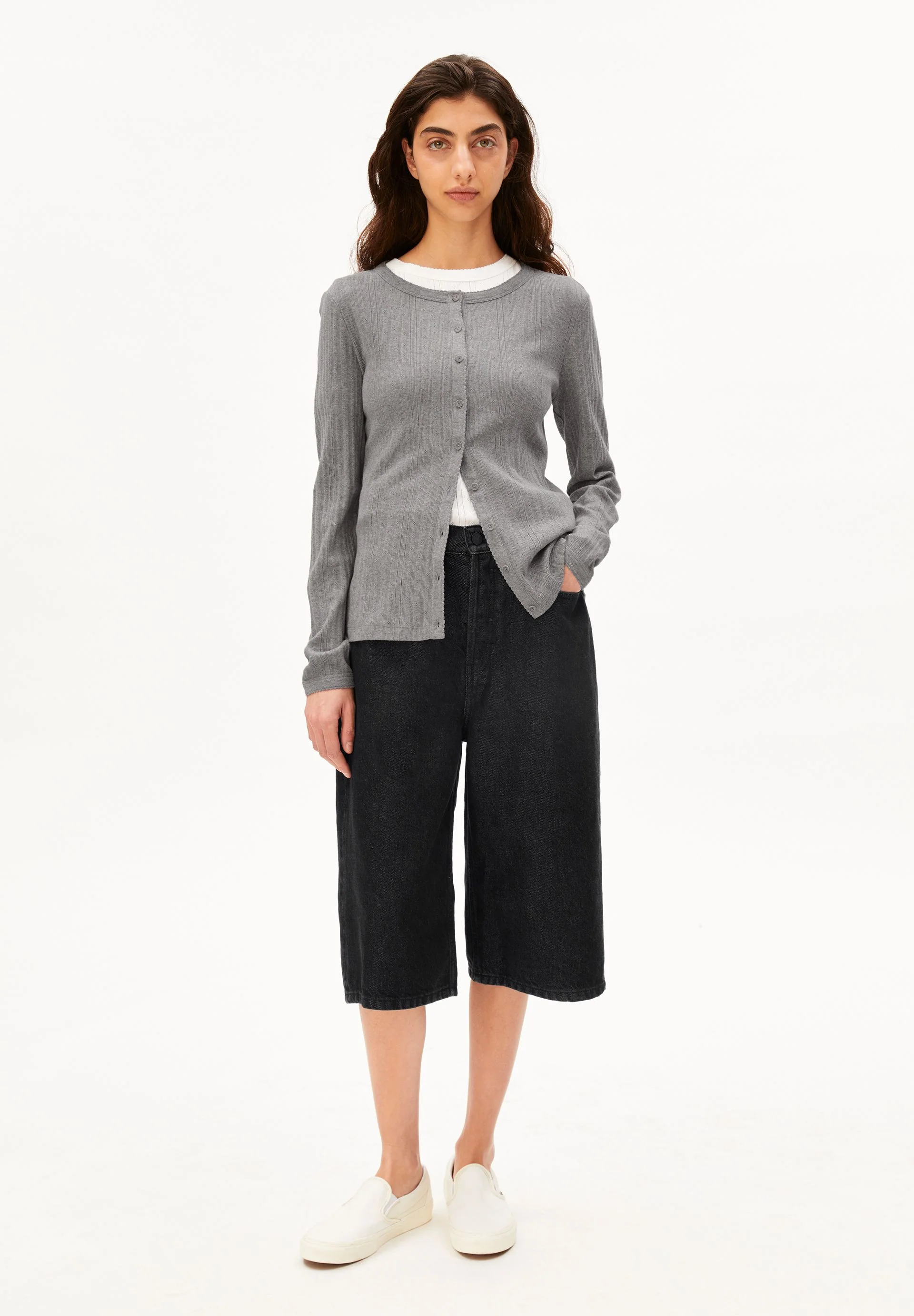 POINTELLE CARDIGAN | silver melange - Image 5