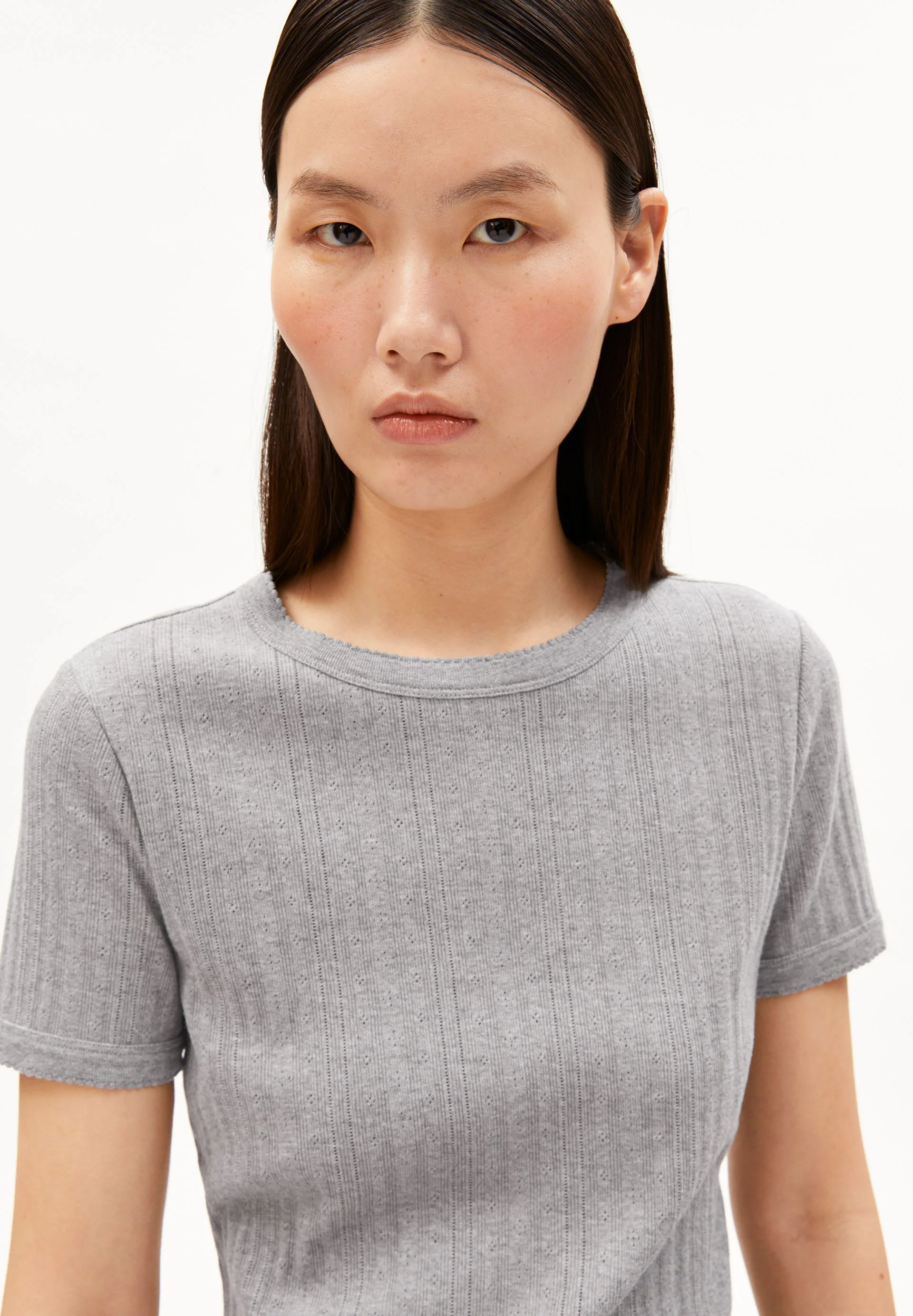 POINTELLE T-SHIRT | silver melange - Image 3