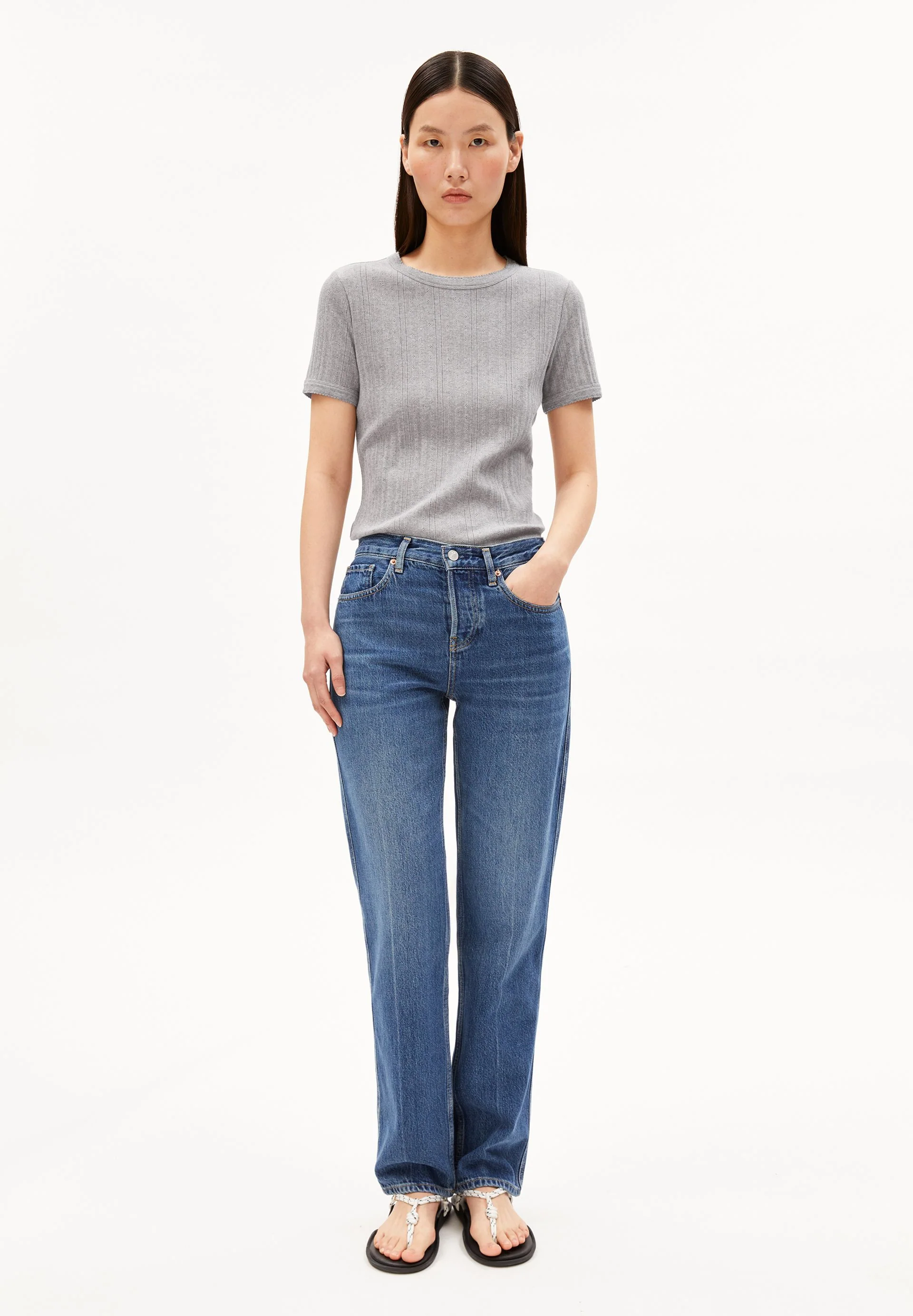 POINTELLE T-SHIRT | silver melange - Image 5